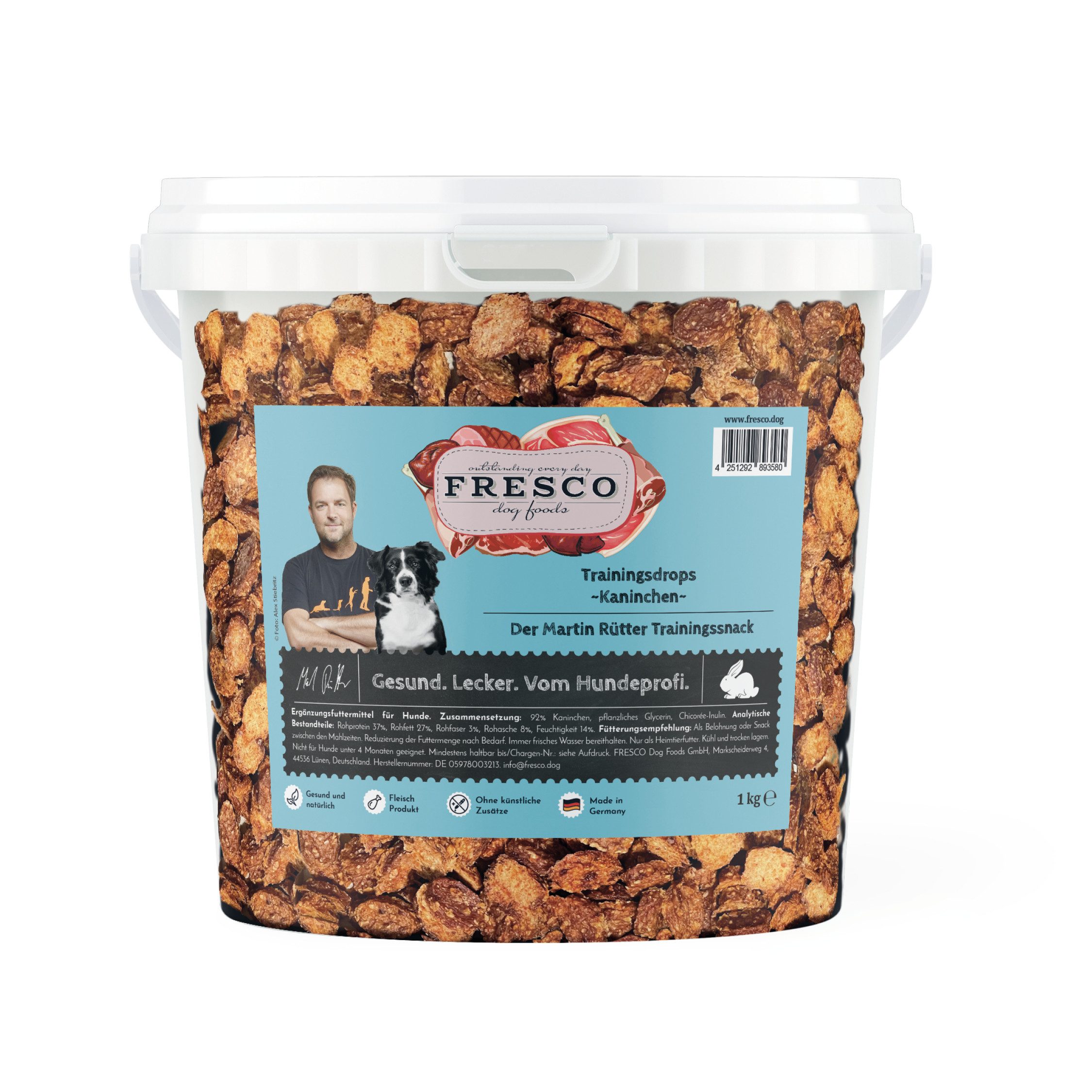Fresco Dog Martin Rütter Trainingsdrops 1kg Hundeleckerli, Kaninchen, Snack für: Hunde, Getreidefrei, zuckerfrei & hoher Fleischanteil