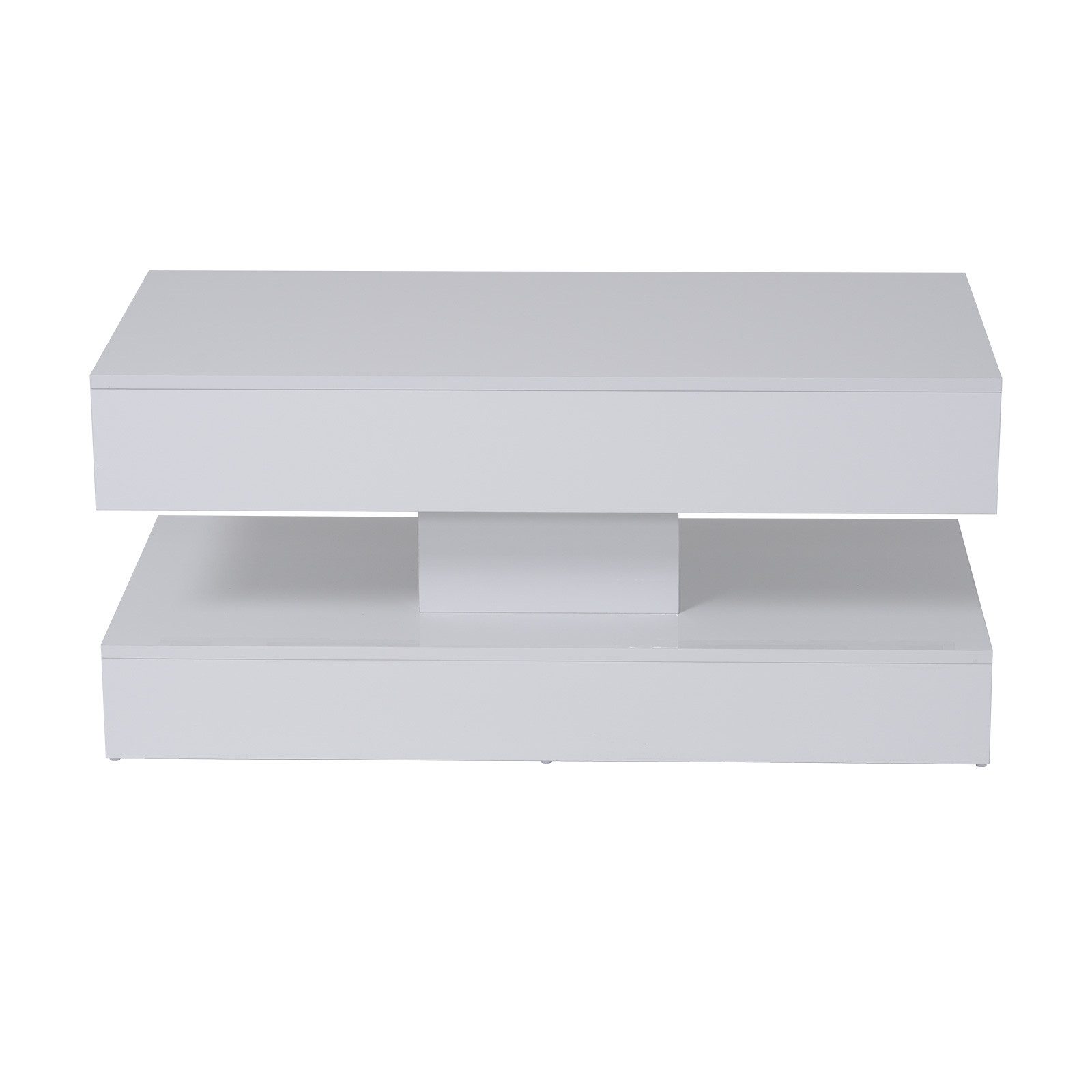 JOIVI Couchtisch Couchtisch im Hochglanz Moderner Kaffeetisch mit 2 Schuhbladen (Wohnzimmertisch in 100 x50x45cm), Sofatisch für Wohnzimmer, Schlafzimmer, Büro, Weiß