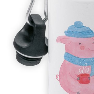 Mr. & Mrs. Panda Trinkflasche Schweinchen Glühwein - Weiß - Geschenk, Wintermotiv, Spruch, Weihnach, Fröhliche Motive