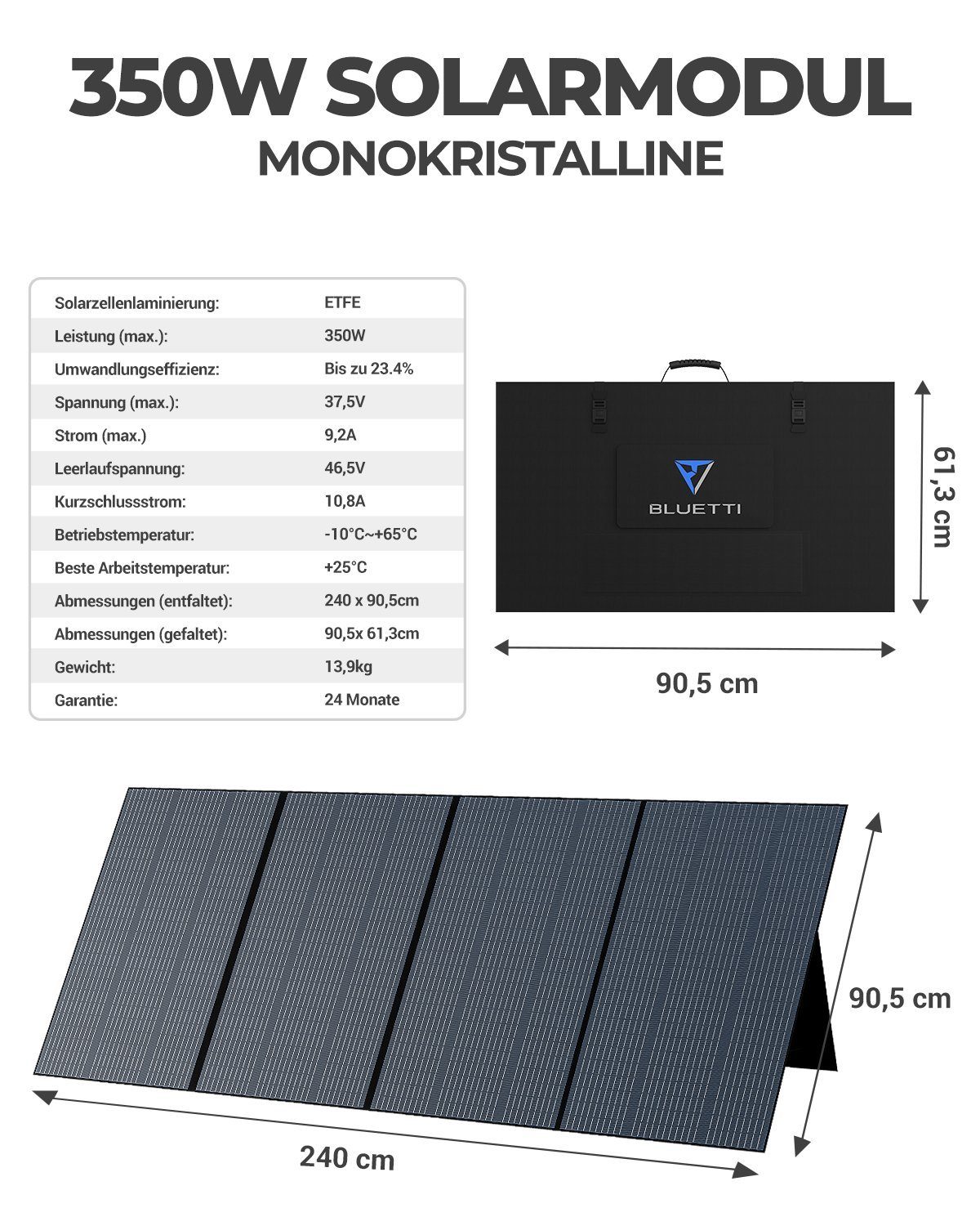 BLUETTI Solaranlage PV350 350W Solarpanel, Wasserdicht IP65 (1-St)