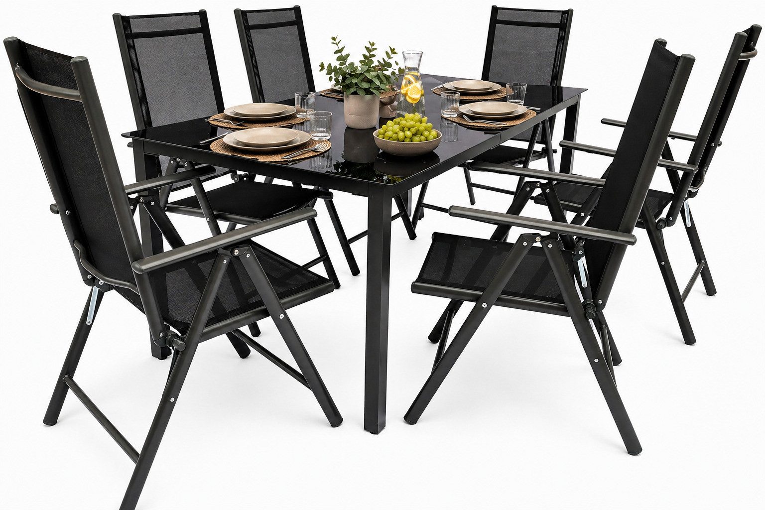 VCM Garten-Essgruppe 7 tlg Gartenmöbel-Set Miami 6 Stühle Tisch 189x90 , (Set, 7-tlg., 1x Tisch 6x Stuhl), 76x80x80cm Gartenset, Sitzgruppe