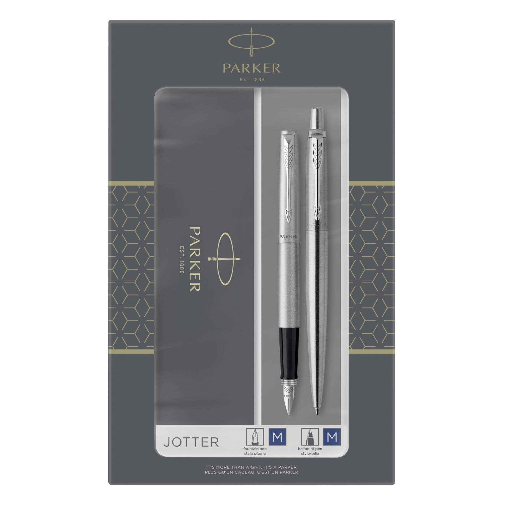 Parker Füllfederhalter PARKER Schreibset DuoSet Jotter Edelstahl C.C. silber