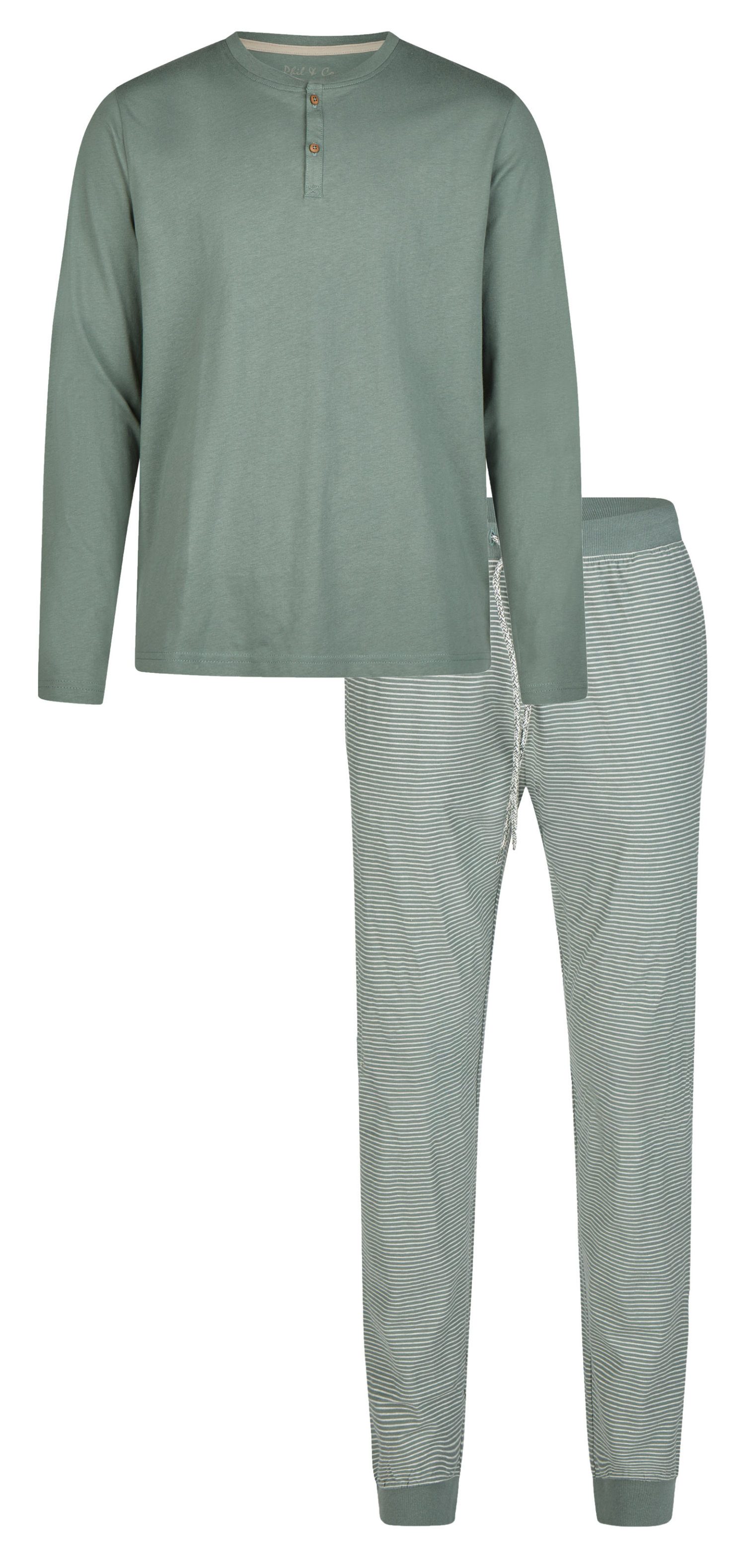 Phil & Co. Schlafanzug Herren Pyjama lang (2 tlg) Baumwolle günstig online kaufen