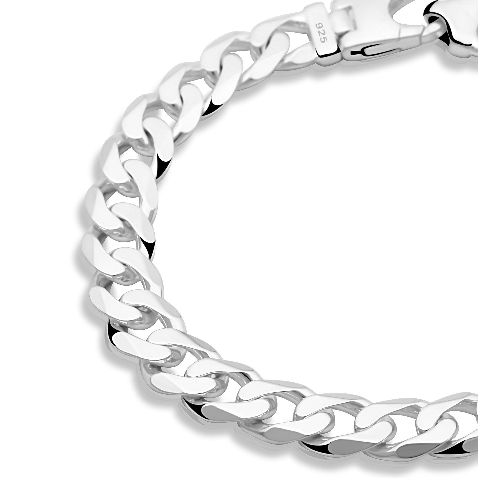 Tony Fein Silberarmband Panzerarmband 9 mm 925er Sterling Silber Massiv Diamantiert, Made in Italy für Damen und Herren – Bild 3 von 5