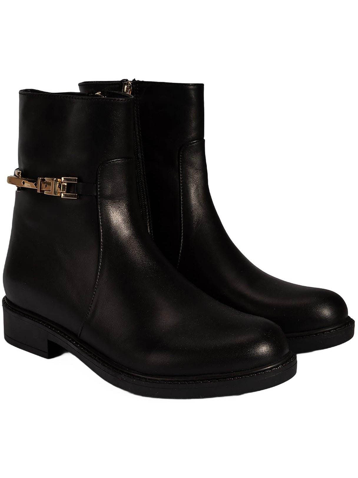 Desa Damenstiefel – Obermaterial aus Leder, Reißverschluss, flacher Ab Stiefel