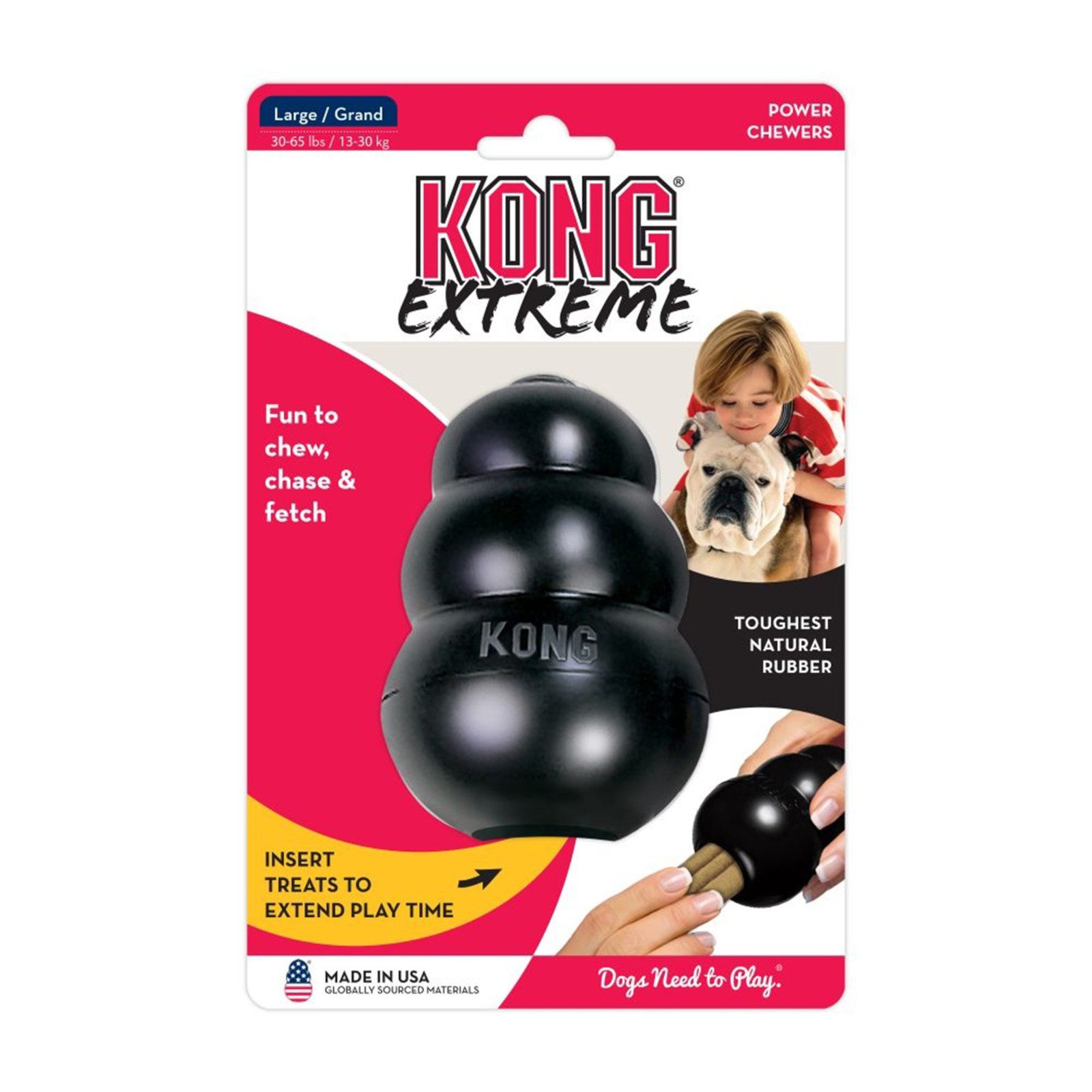 KONG Kauspielzeug KONG Extreme L, schwarz, Kauspielzeug aus Naturkautschuk für Hunde