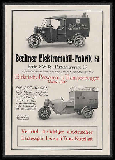 Kunstdruck Berliner Elektromobil Fabrik Elektrowagen BEF Plakat Braunbeck Faks_Mo, (1 St)