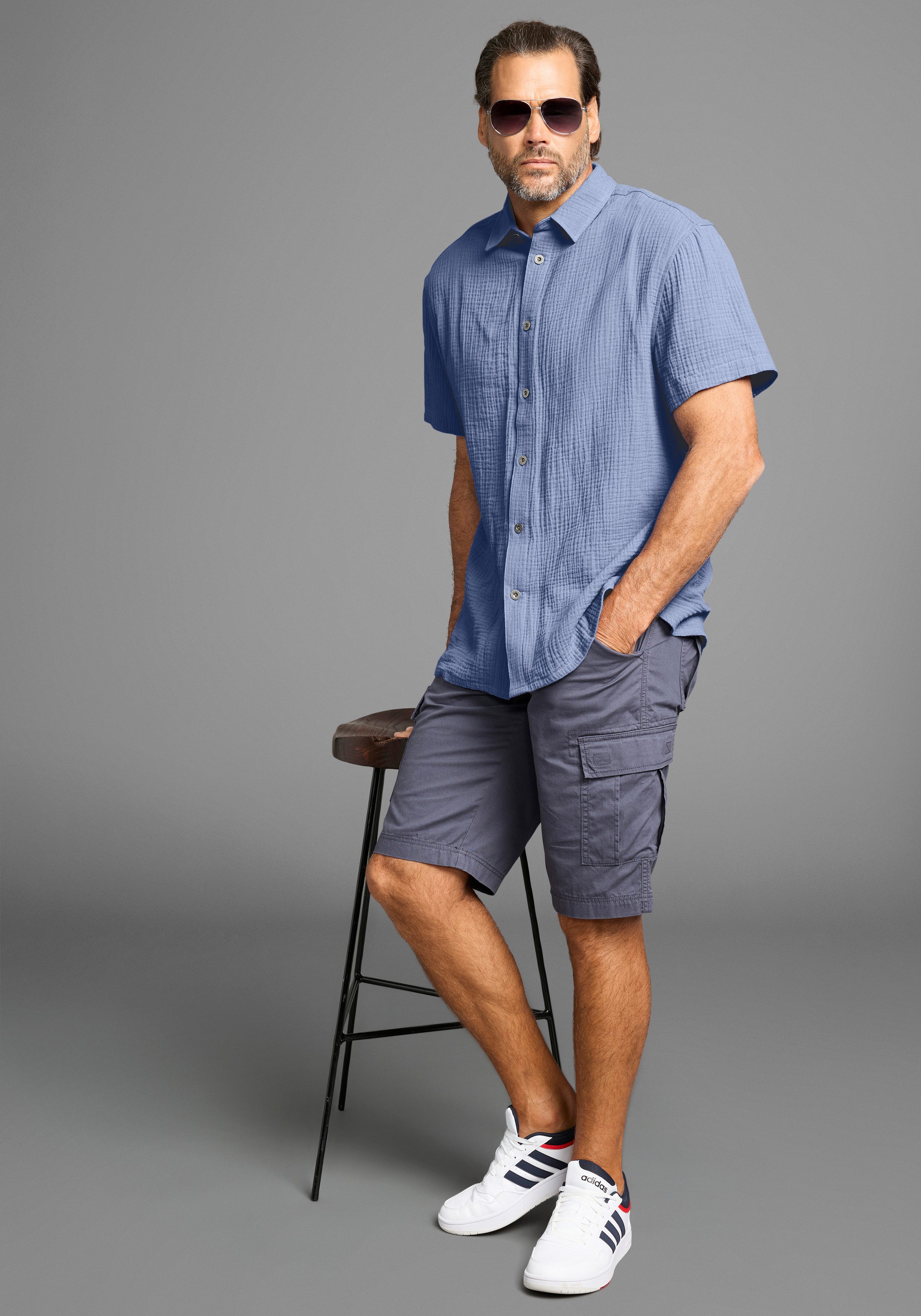 Man's World Kurzarmhemd in Musseline Qualität