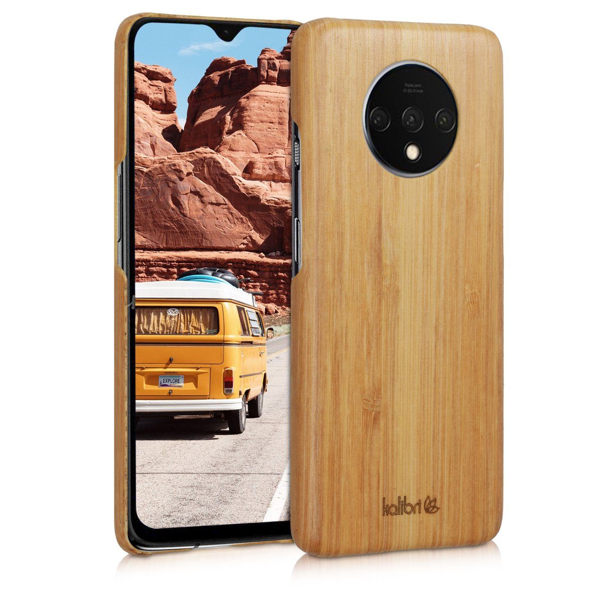kalibri Handyhülle, Hülle für OnePlus 7T - Handy Holz Schutzhülle - Slim  Cover Case