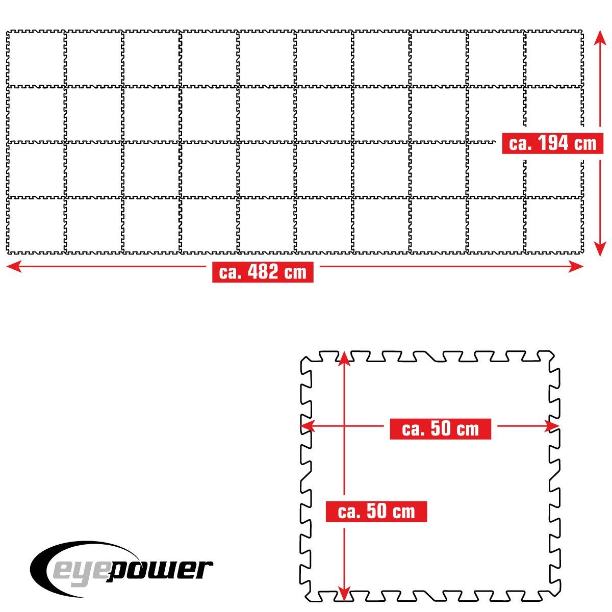 Blau Pool erweiterbares Stecksystem 40 Matten Poolunterlage m² 50x50 Set, Bodenmatte eyepower 9,5 EVA