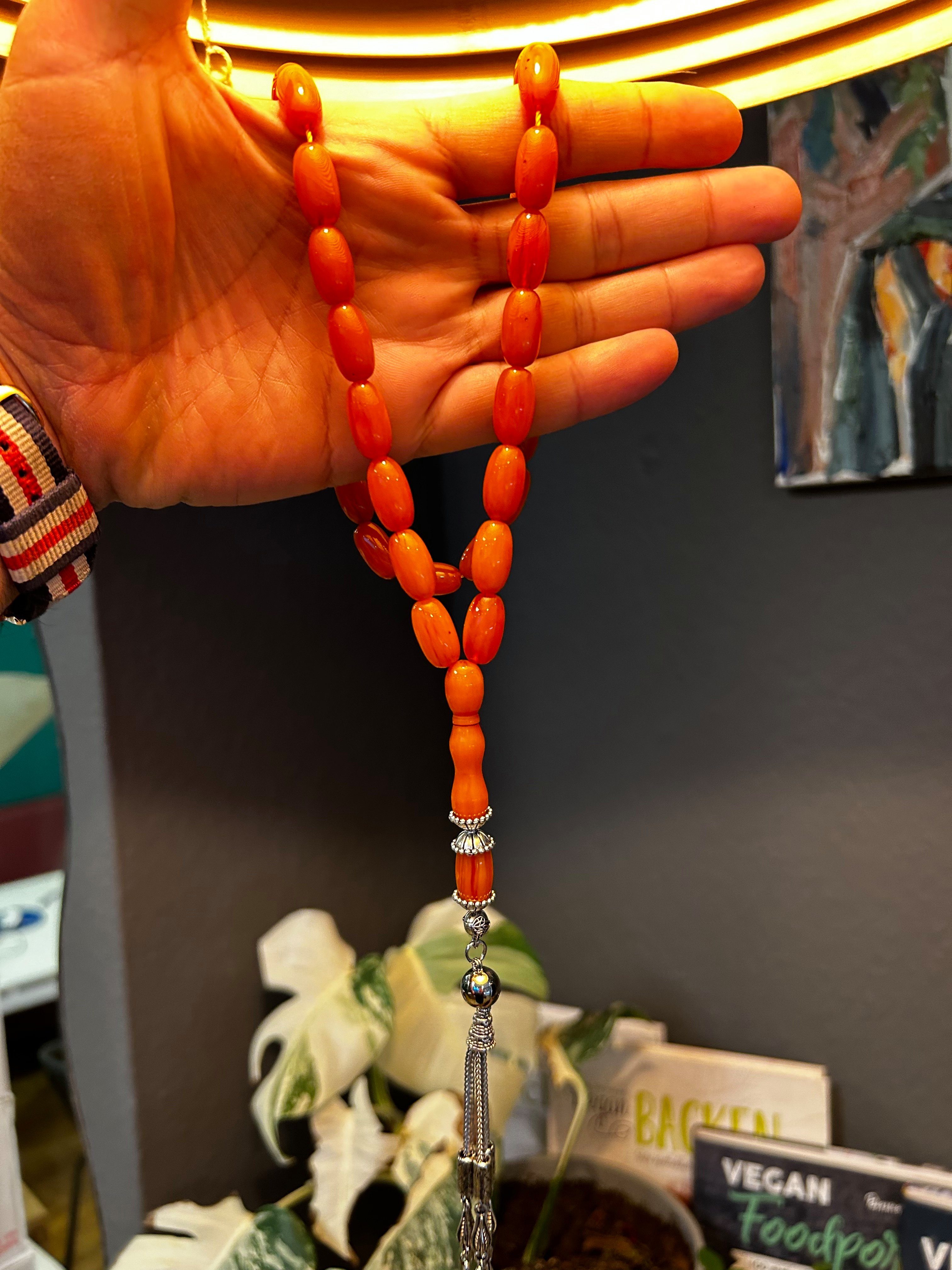 Prayerbeads faturan Kettenanhänger Tesbih Misbaha kehribar (33-tlg) Amber Gebetskette TesbihBid