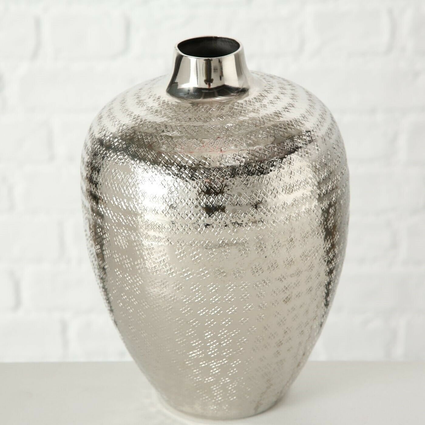 Meinposten Dekovase Vase silber Metall 25 cm Deko Tischdeko