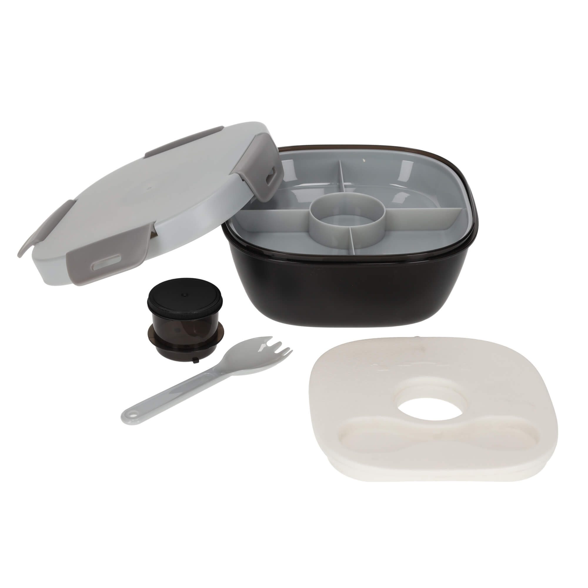 Norländer Lunchbox Lunchbox mit Kühlelement, Trennwand & Spork, für unterwegs, Kunststoff, (6-tlg), Mit Kühlelement, Trennwand & Spork