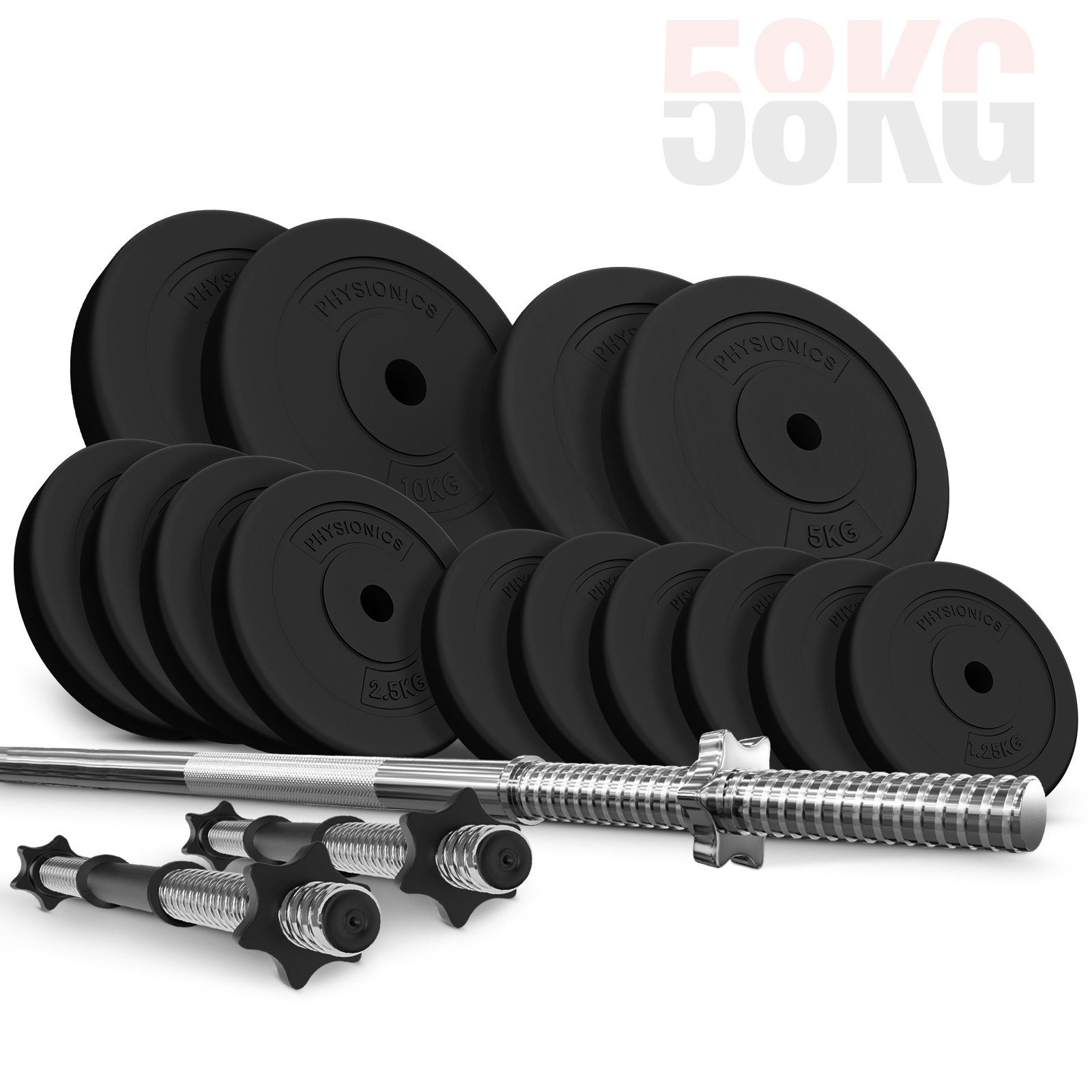 Langhantel Hantelset - 38/58/78/108 kg Set, Langhantel (165cm, Ø30 mm, bis 500kg)
