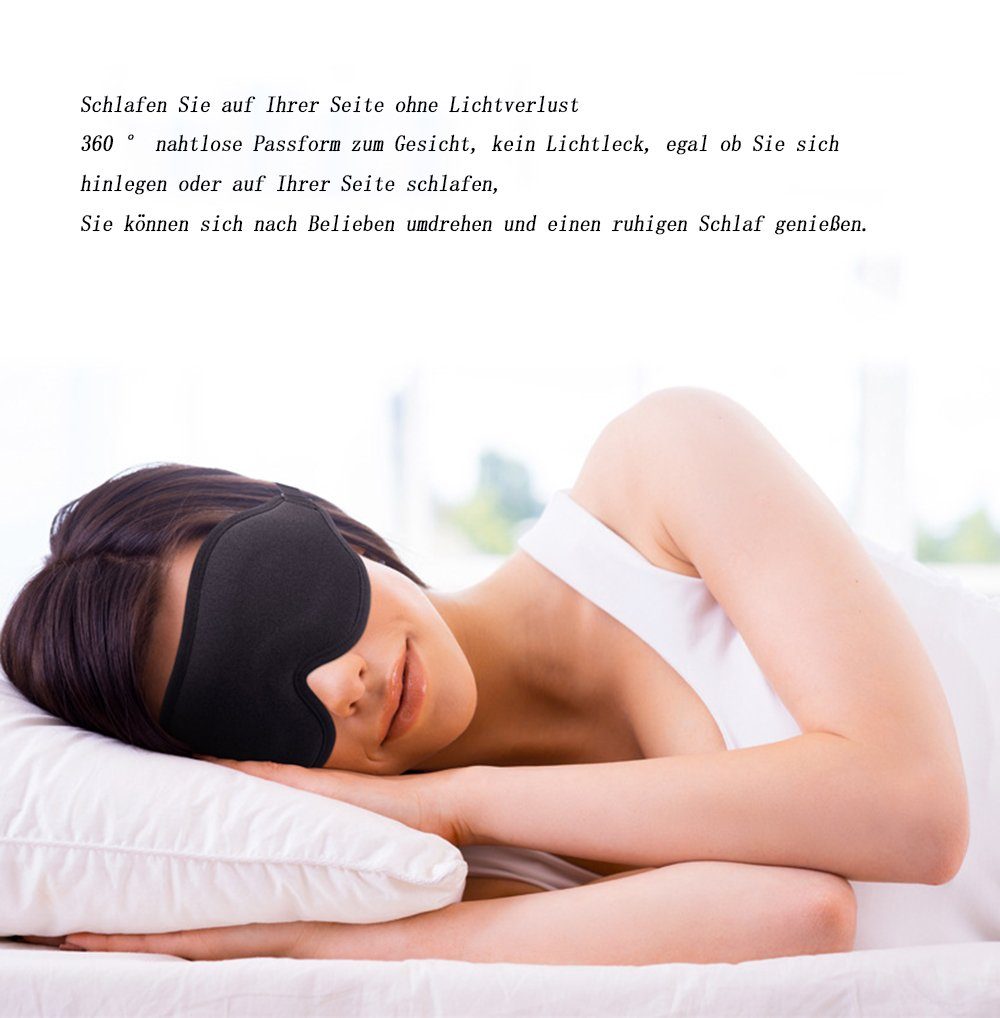Haushalt Gesichtspflege Leway Augenmaske Schlafmaske für Herren Frauen Schwarz, 3D Augenmaske mit Vertiefte Augenhöhlen & Erhöhe