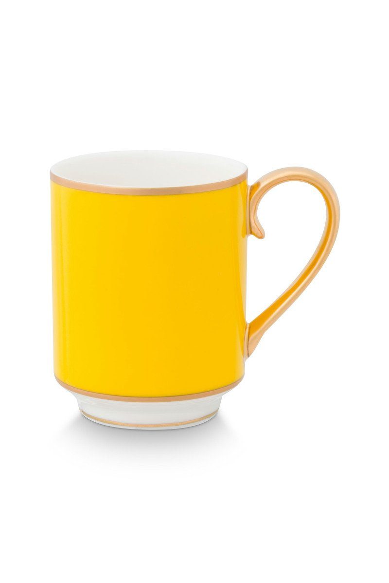 PiP Studio Becher Chique Henkelbecher gold-gelb 250ml, Bone China, Mug Small with Ear Pip Chique Gold-Yellow 250ml