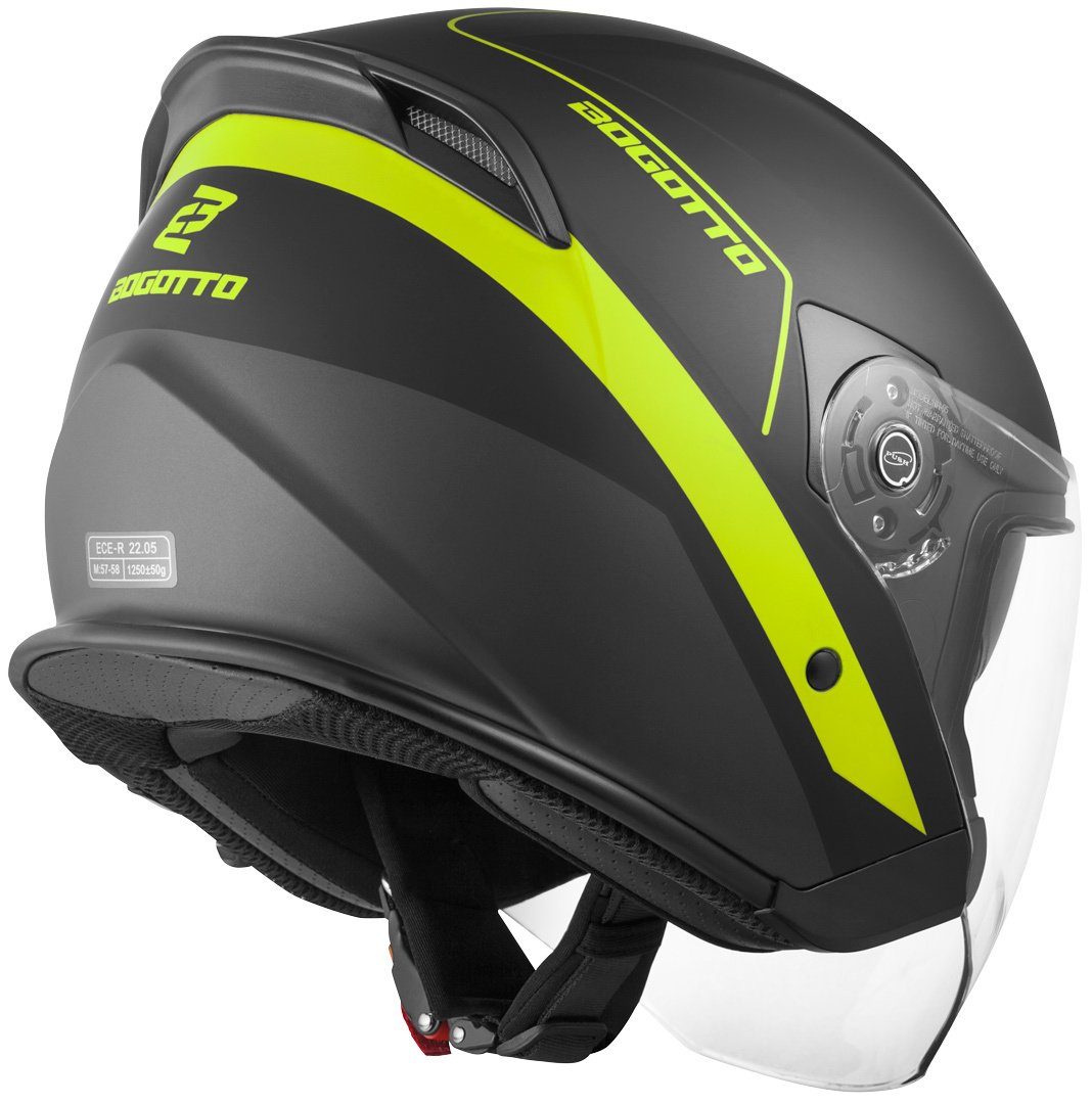 Bogotto Motorradhelm V586 Detri Jethelm, integriertes Sonnenvisier