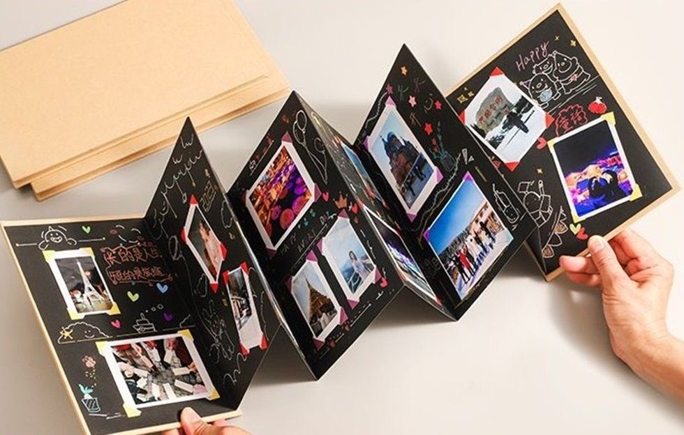 101DIYStudio Fotoalbum Babyalbum A5 mit 34 Seiten für bis 30 Fotos, Album zum Einkleben (Kreative und Stilvolle Form), Geschenk Freundin Schwester