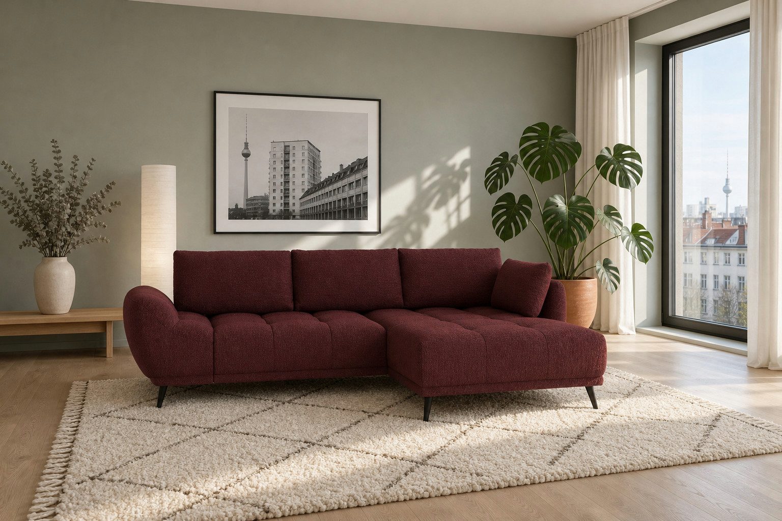 foamnova Schlafsofa Ferrara, mit Schlaffunktion, Maße B 270 × T 169 × H 68 cm, Recamiere, Maße Liegefläche 208 × 130 cm, mit Bettkasten, Rücken echt