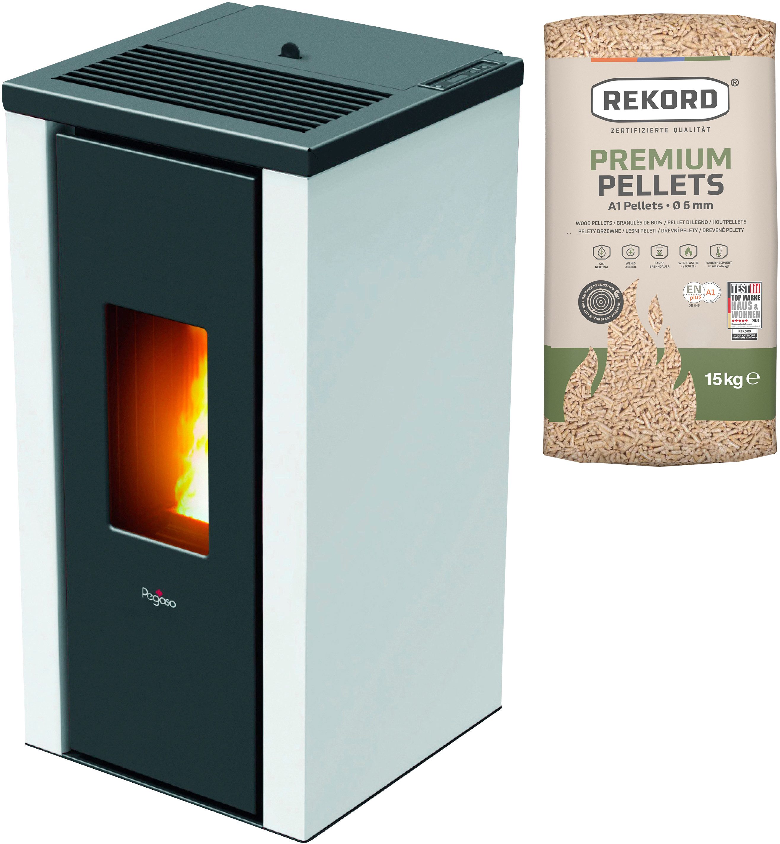 Pegaso Pelletofen VERA, 7 kW, Zeitbrand, Stahl