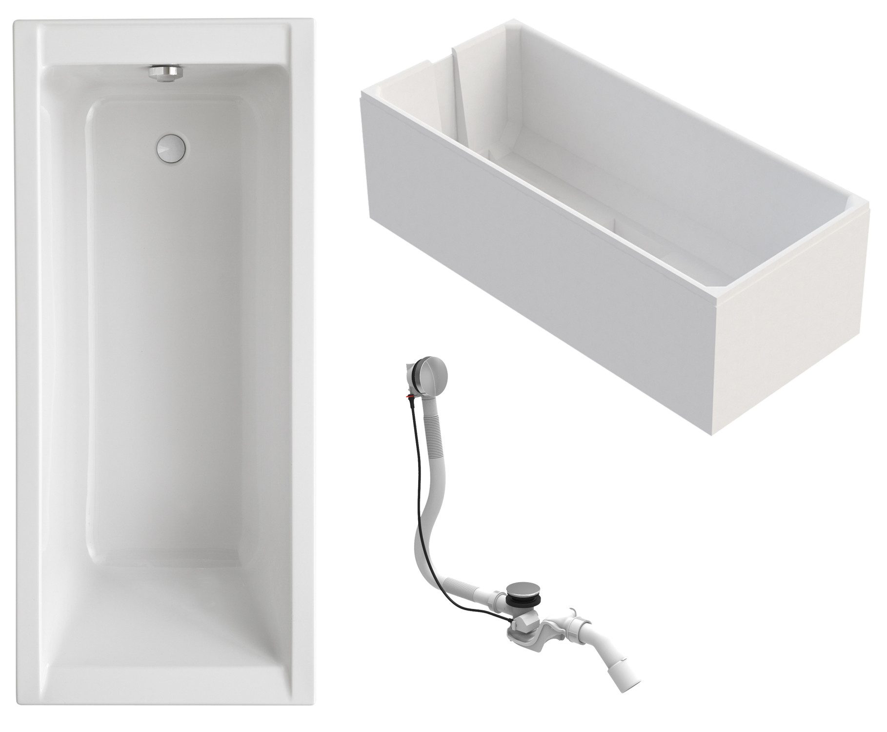 Badewanne Como, Körperform, Sanitäracryl, Weiß, Größenauswahl