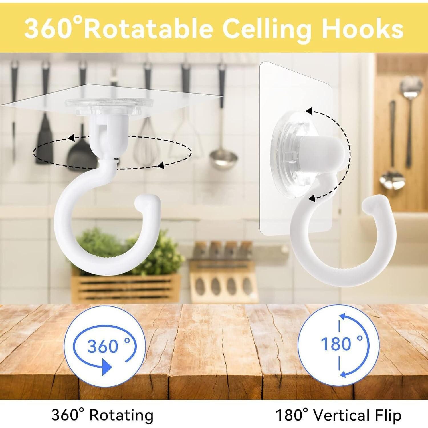 LuxusKollektion Klebehaken Selbstklebende Deckenhaken 6 Stück 360° drehbar transparent, (6-St) – Bild 3 von 5