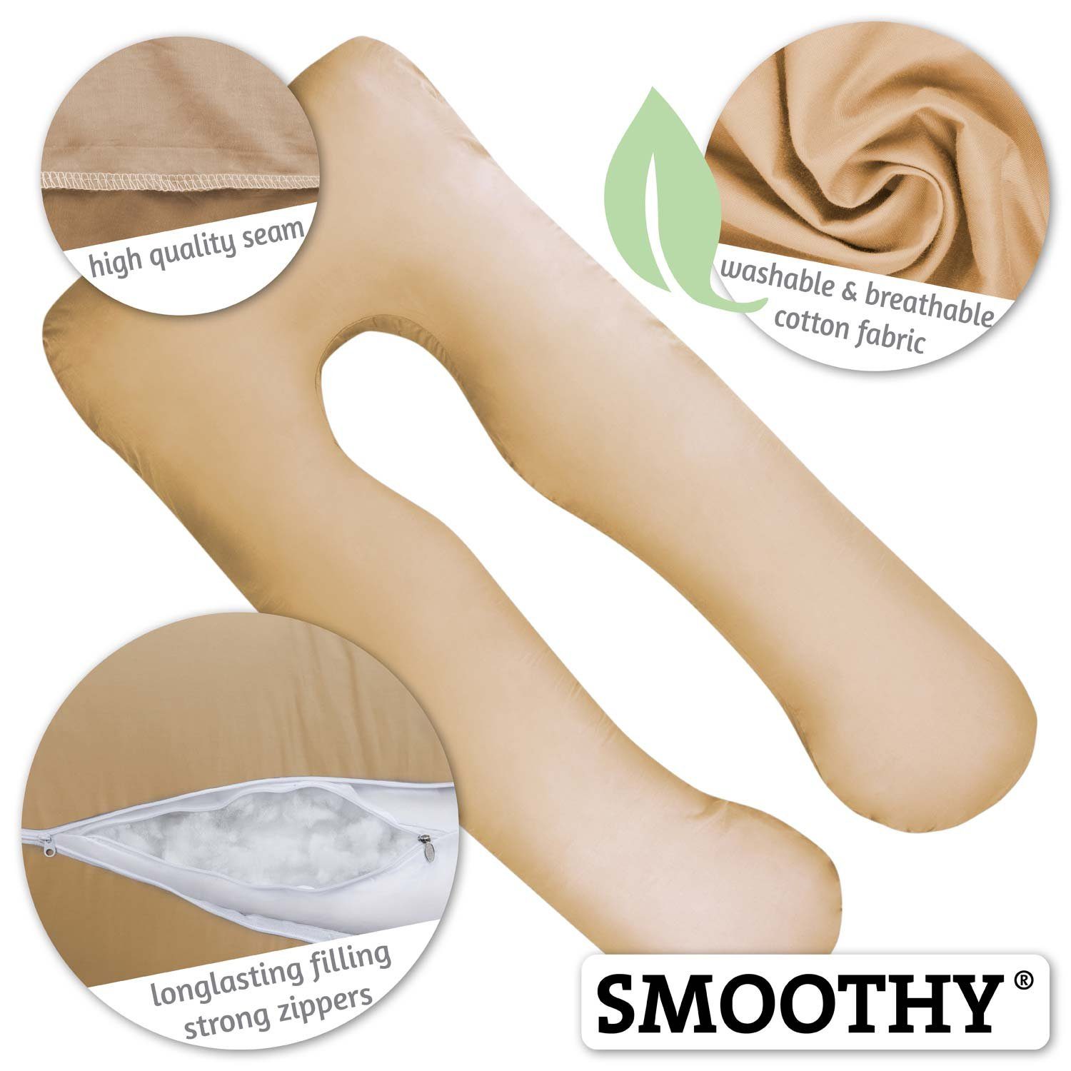 Smoothy Stillkissen SMOOTHY Vollkörper Schwangerschaftskissen – U-förmiges Stillkissen, Baby-Kissen & Stillkissen in U-Form