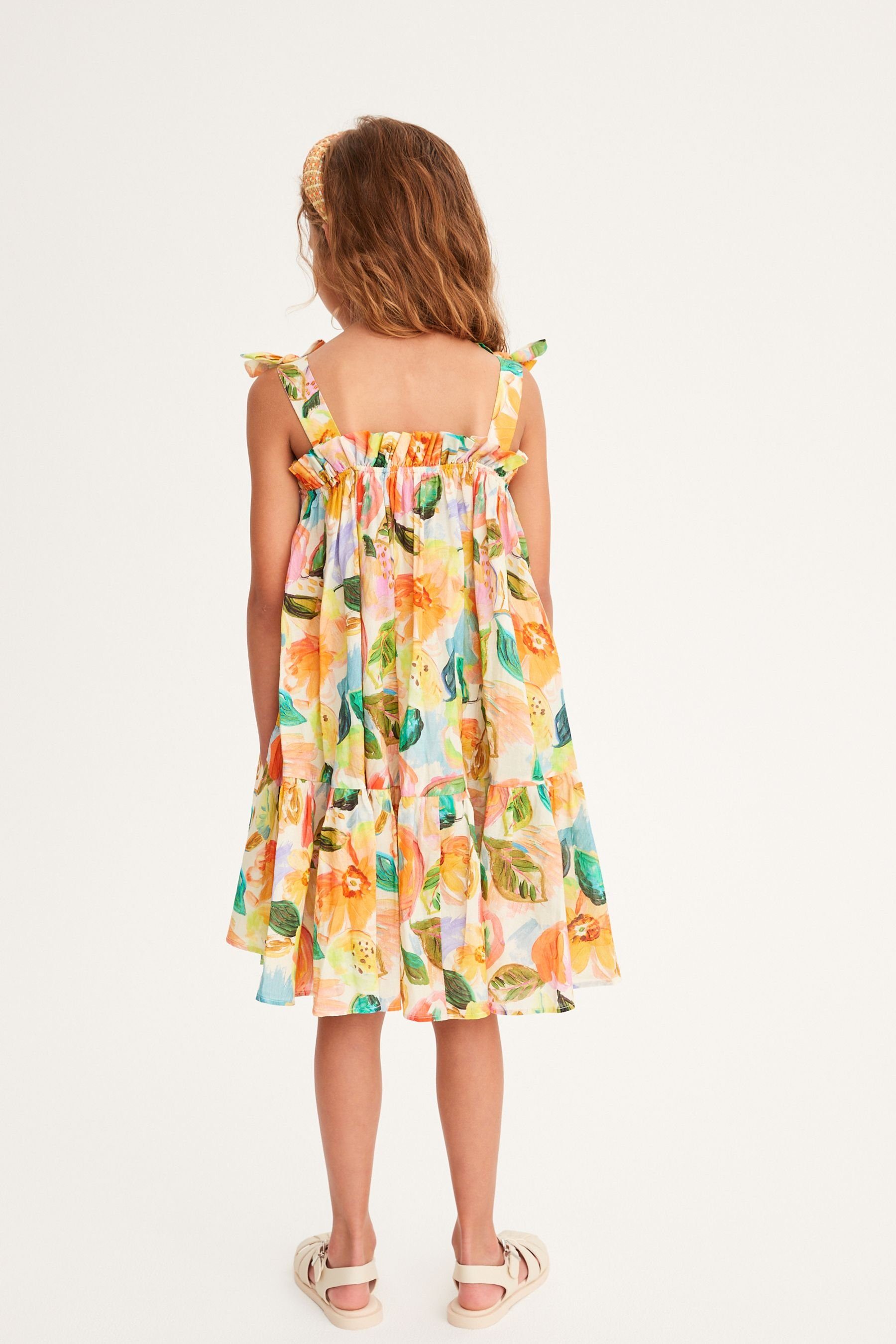 Next Sommerkleid Kleid mit gebundenen Floral (1-tlg) Pink Trägern
