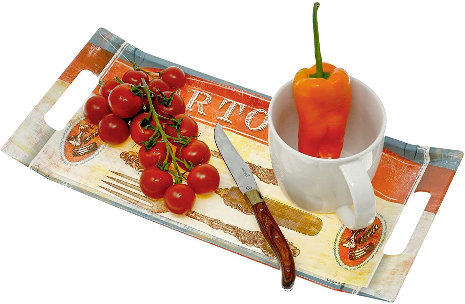 Lashuma Tablett Anrichte, Melamin, (1-tlg), Eckiges Serviergeschirr 41x19 cm bunt