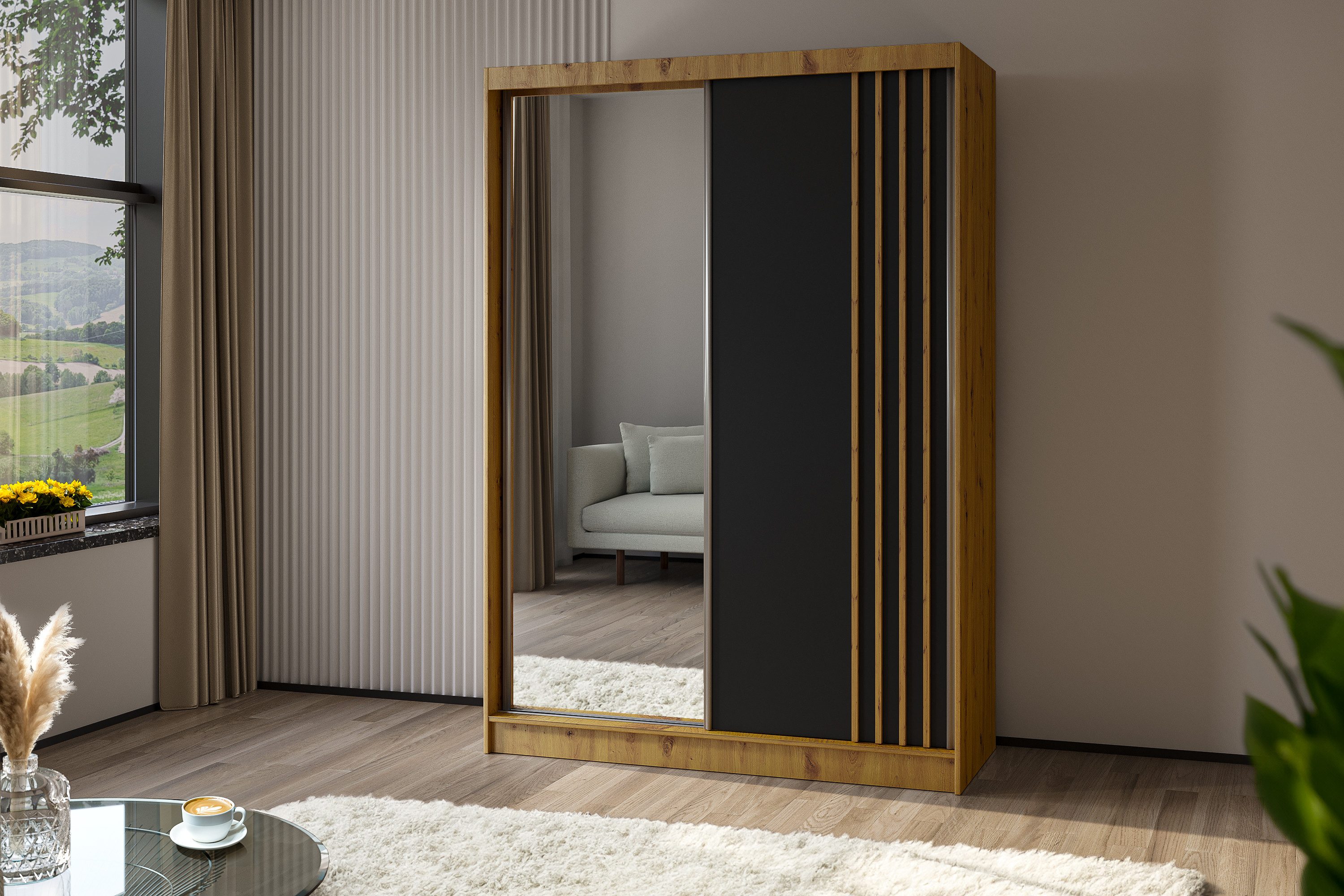 ALTDECOR Schiebetürenschrank NALLA (Kleiderschrank Garderobenschrank mit günstig online kaufen