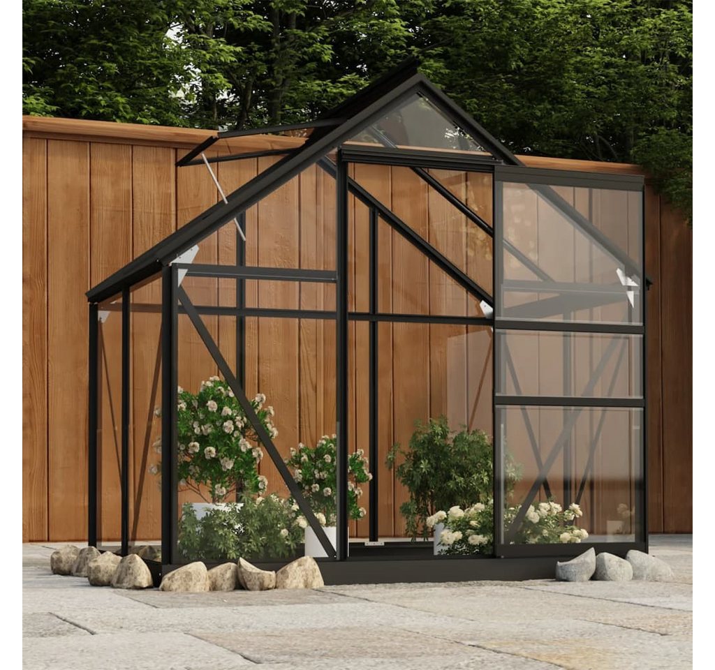 Thumbnail - vidaXL Gewächshaus, Glas Treibhaus Anthrazit 155x103x191 cm Aluminium