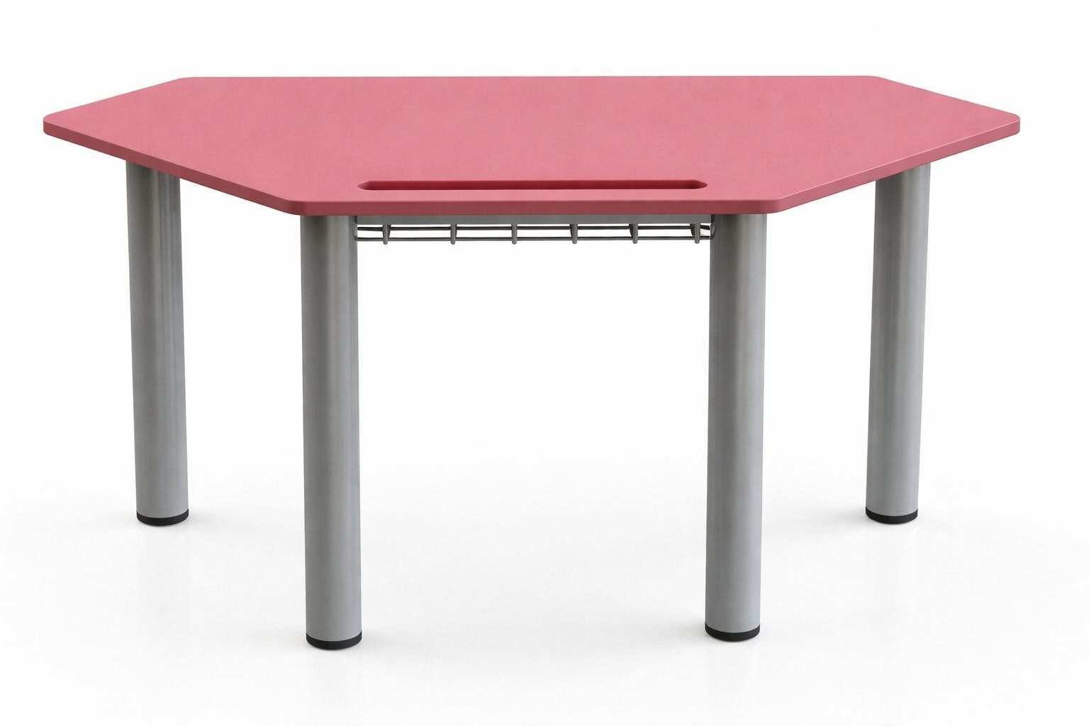 Xlmoebel Schreibtisch Sechseckige Schulbank in Rosa mit praktischen Regalen, Made in Europa