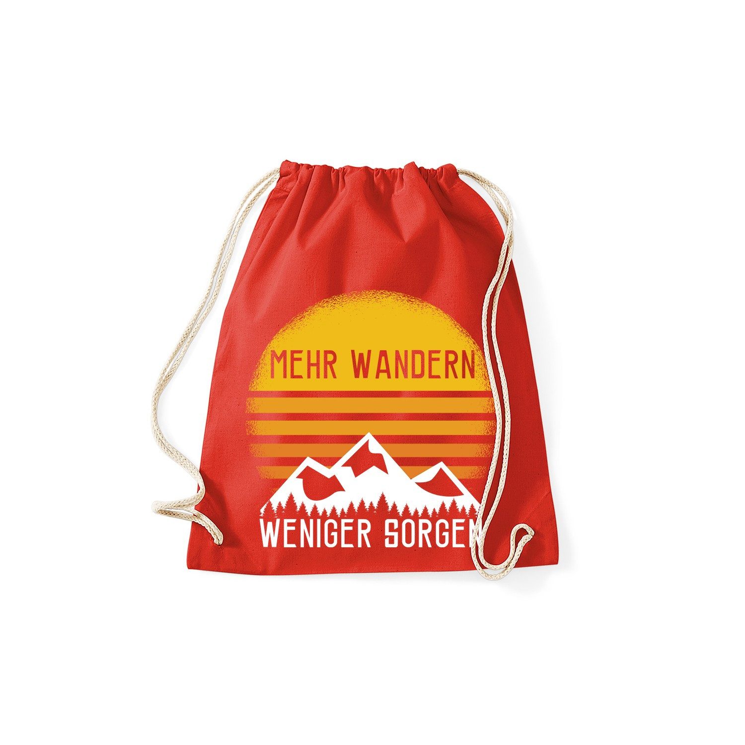 Blondie & Brownie Turnbeutel Wandern Sorgen Beutel Print Wanderlust Bergliebe Retro Tasche (Einzelstück, Einzelartikel), WandernSorgen Beutel Bergpfad Edition