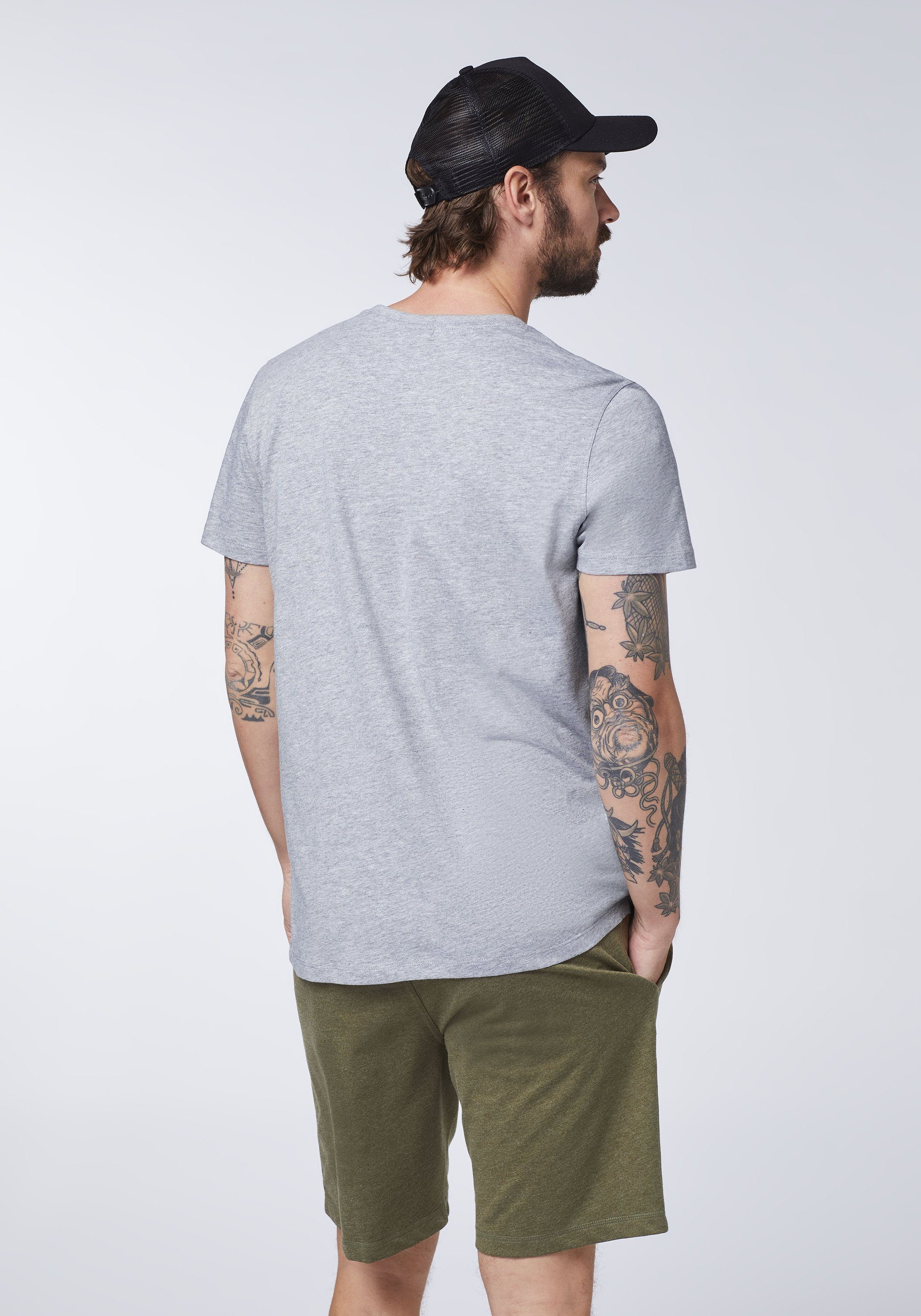Uncle Sam Grey 1 Single-Jersey Mid aus Melange Grey Mid Melange Print-Shirt soften