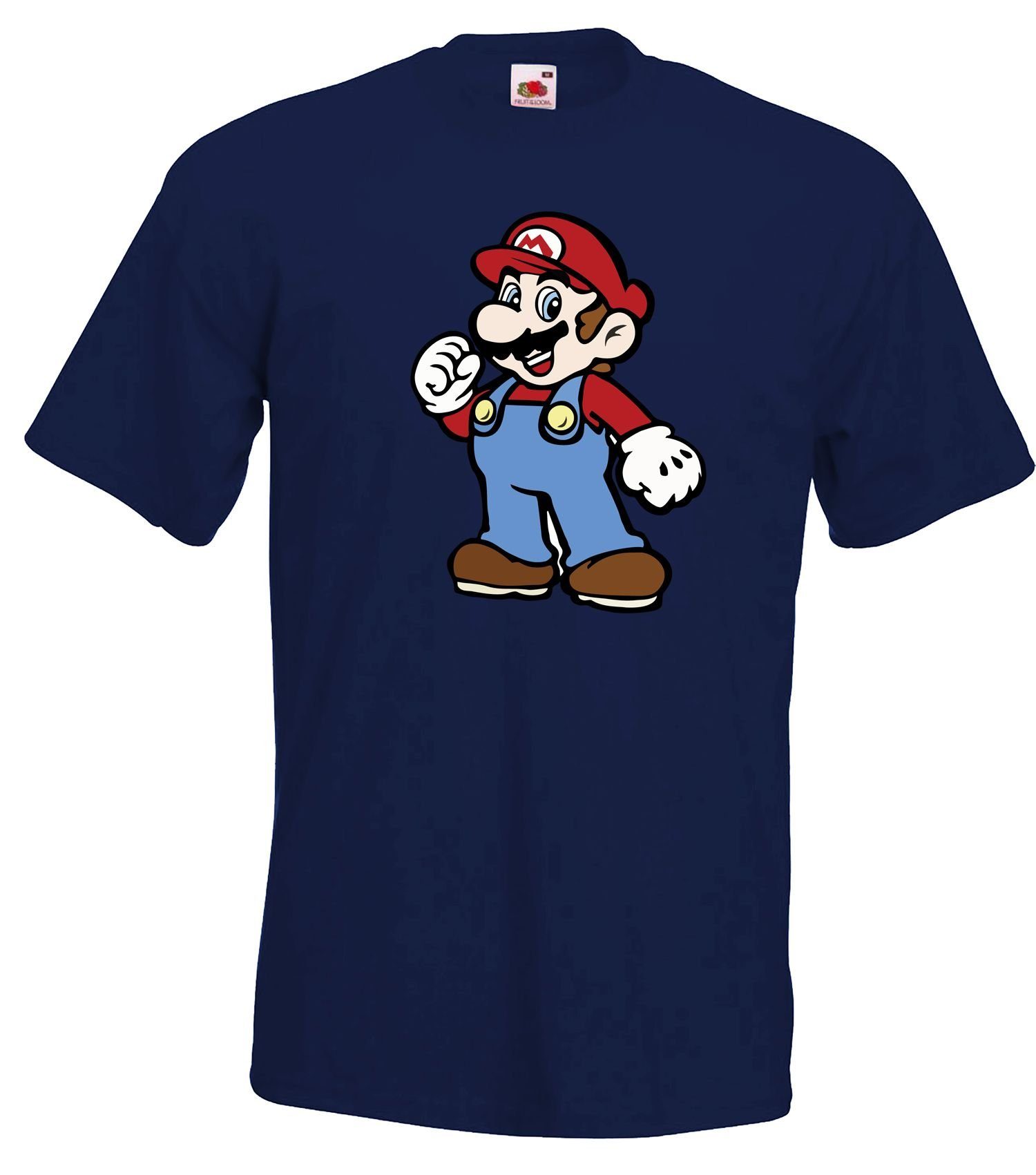 Herren Frontprint Navyblau trendigem Youth T-Shirt Mit Mario Designz T-Shirt