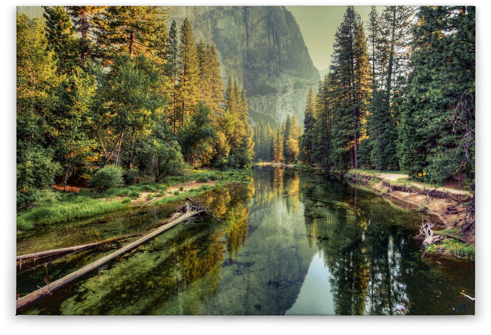 A.S. Création Leinwandbild Mountain River, Kinder, Kunst, Landschaft (1 St), Bild Keilrahmen See Landschaft Leinwand-Bild Wohnzimmer modern Kinder