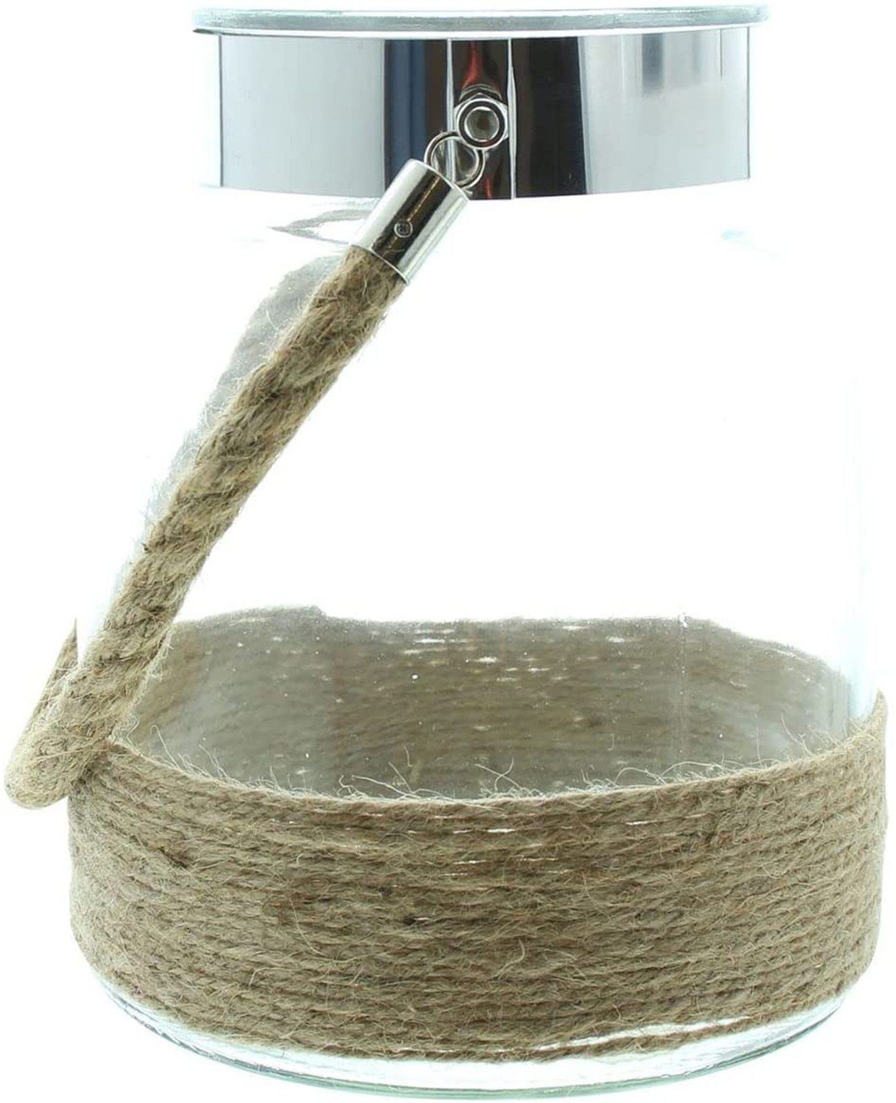 "Nature" St), Windlichtglas mit Henkel, cm Sisalschnur Dekoleidenschaft Ø aus 20 x umwickelt mit (1 Glas Windlicht 17 groß,