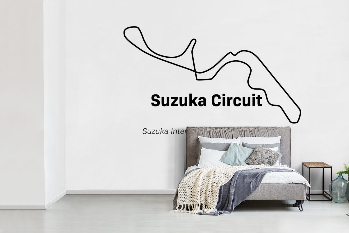 - Schlafzimmer, Rennstrecke, für MuchoWow Formel Suzuka - Wallpaper (6 Kinderzimmer, Vinyl bedruckt, 1 Wohnzimmer, Fototapete Tapete Matt, St),