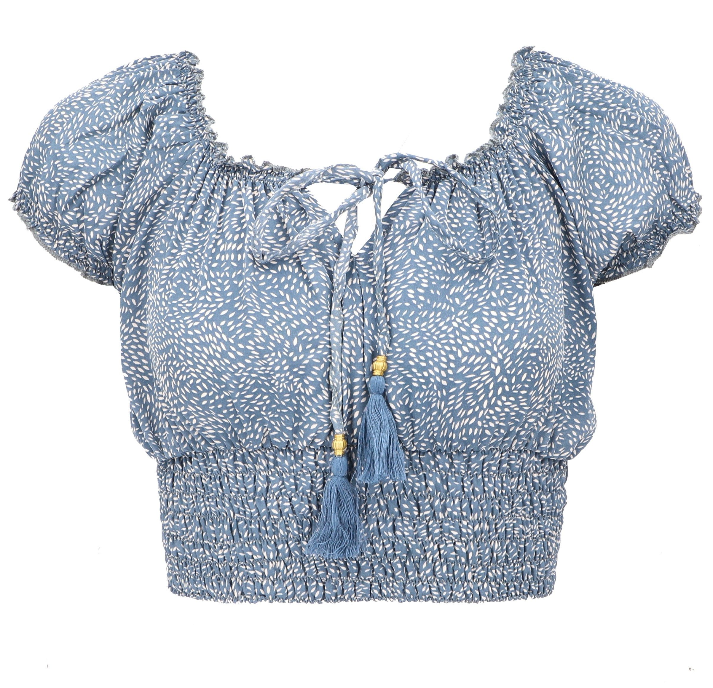 Guru-Shop Longbluse Blusentop Boho chic, seidige Hippie Bluse -.. alternative Bekleidung