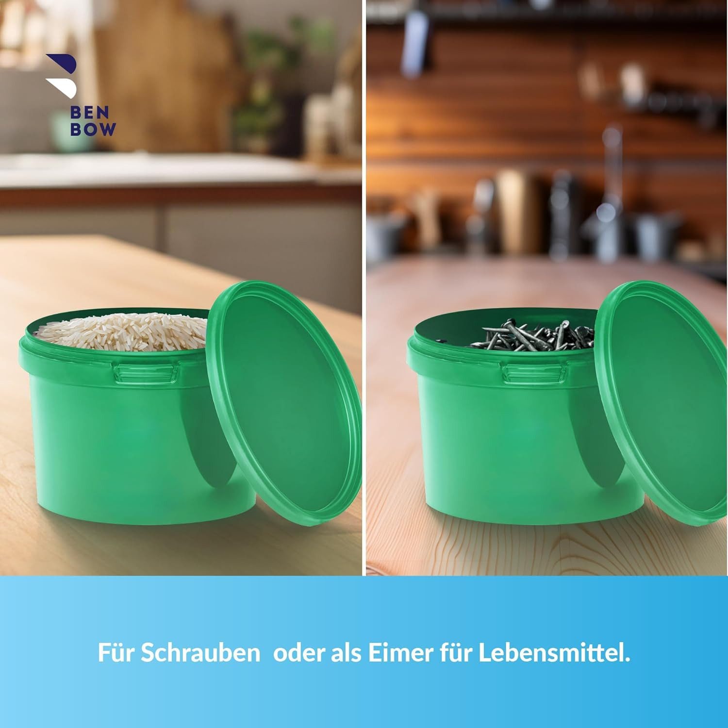 BENBOW Putzeimer Eimer mit Deckel 30 20 10 5 3 1 0,5 L Viele Farben Lebensmittelecht, (1-tlg., PZH-, BRC- und DIN-ISO-zertifiziert), für Lebensmittel, Farben, Chemikalien