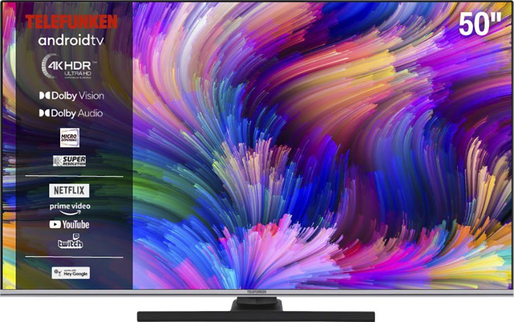 Telefunken D50Q701X2CW QLED-Fernseher (126 cm/50 Zoll, 4K Ultra HD, Android  TV, Smart-TV)