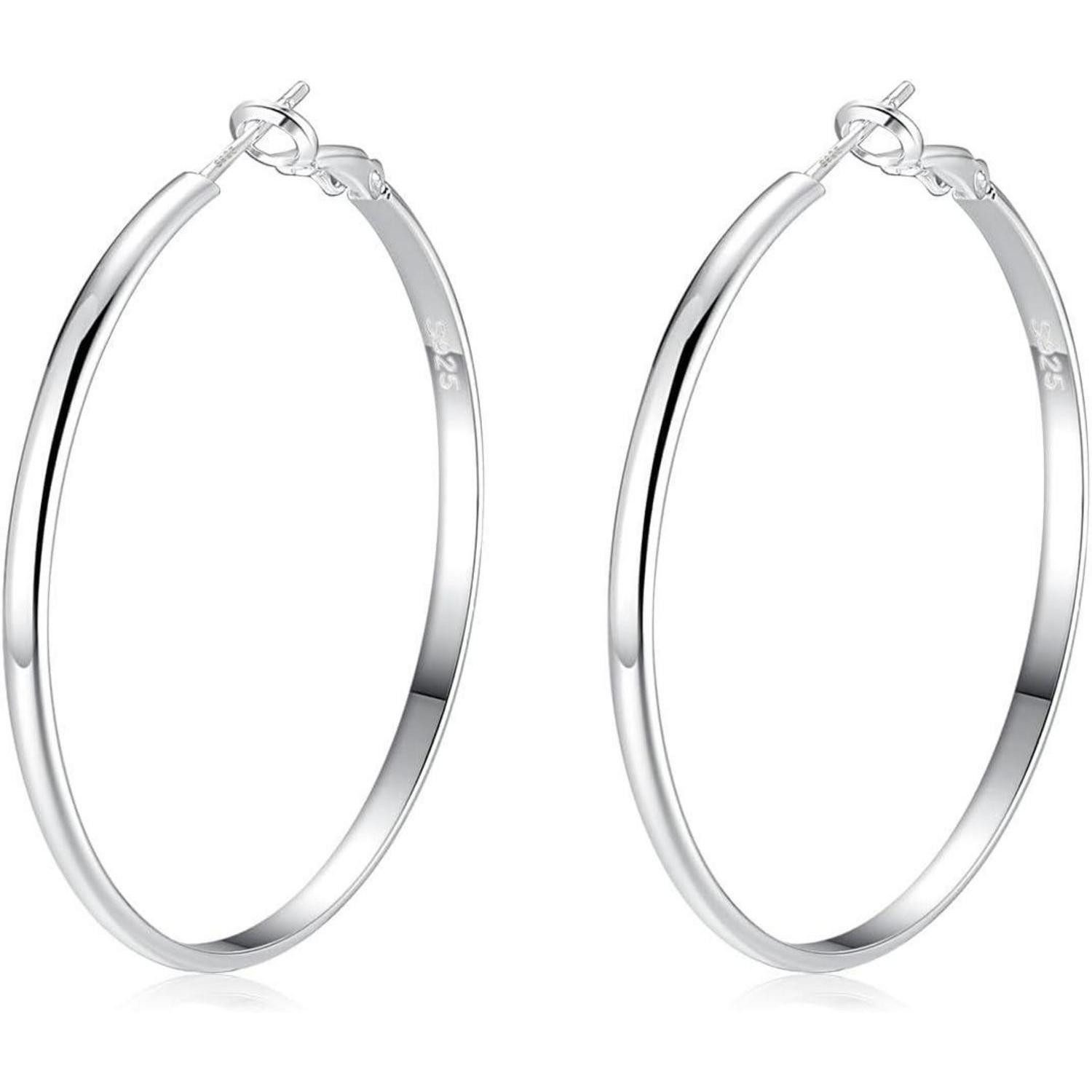 LuxusKollektion Paar Creolen Ohrringe Creolen 925 Sterling Silber Hypoallergen Damen Silber-40mm