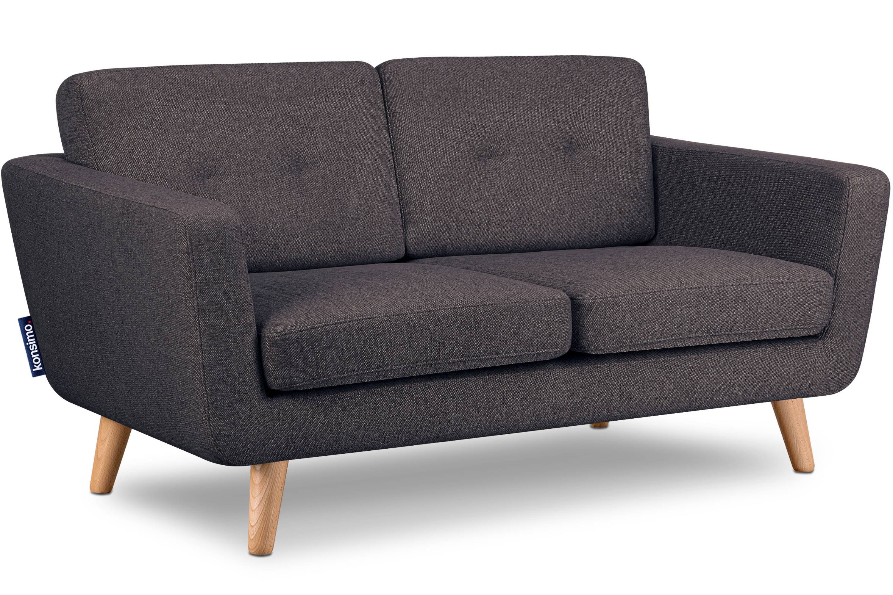 Konsimo 2-Sitzer TAGIO II Sofa 2 Personen, hergestellt in der EU, mit Steppung auf den Rückenkissen marineblau/braun | Einzelsofas