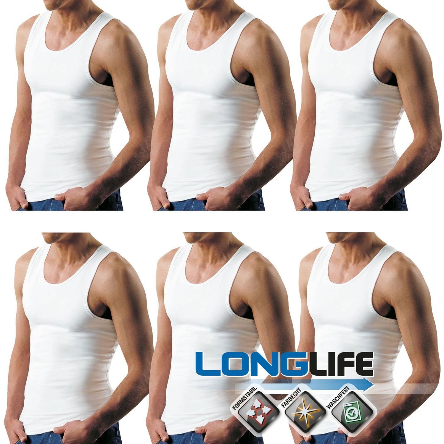 Nur Der Unterhemd Longlife (Mehrpack, 6er Pack 6-St., im Stück) ohne 6 Innenetiketten