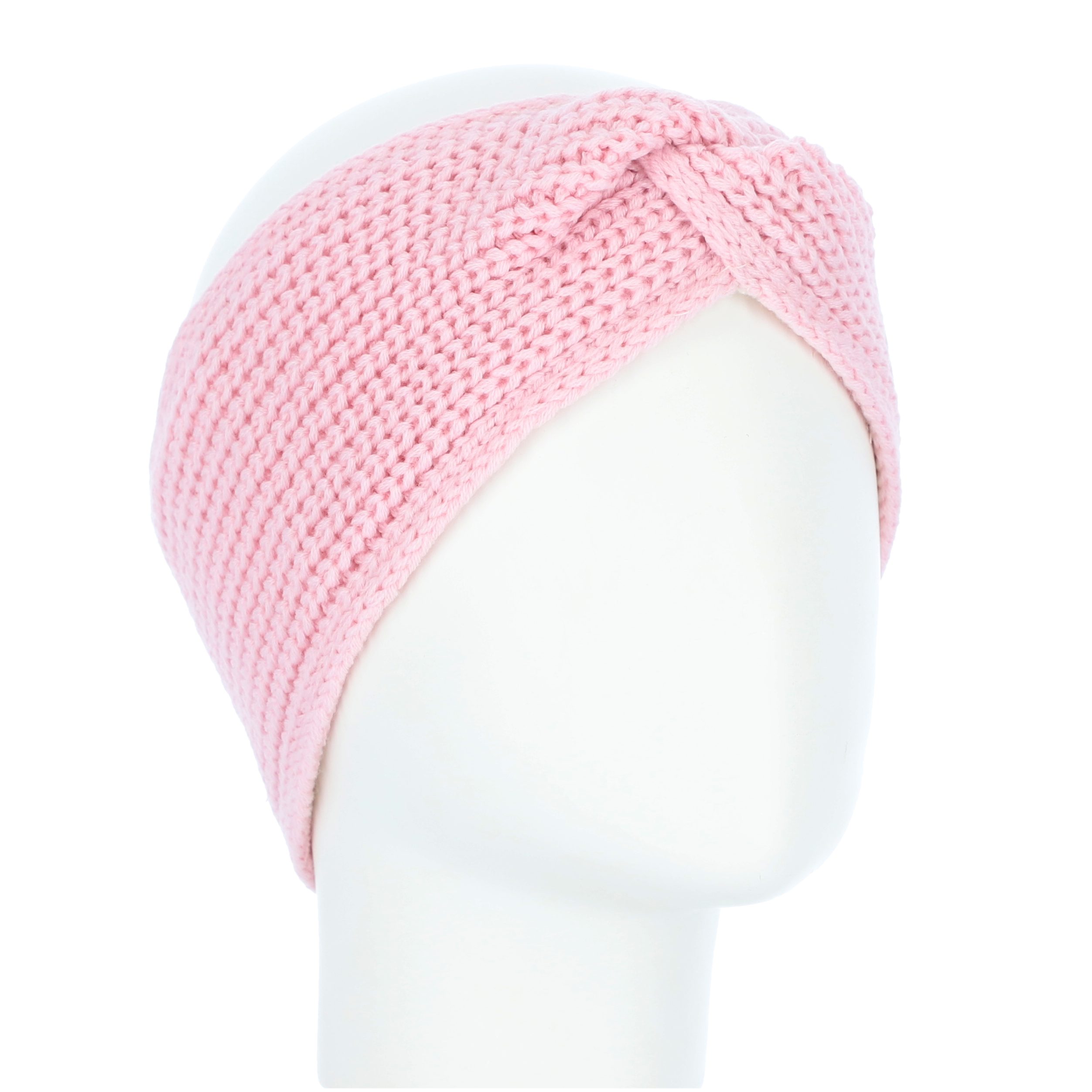 halsüberkopf Accessoires Stirnband Strickstirnband gekreuzt mit Rippe und Fleece rosé