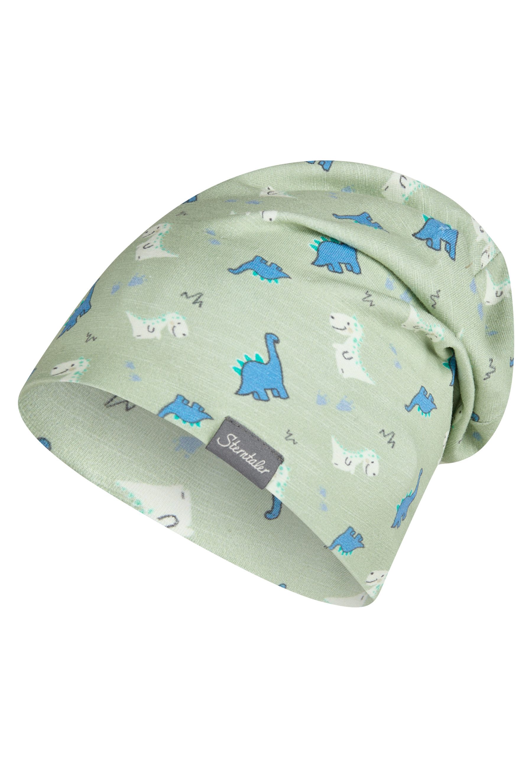 Sterntaler® Beanie UV-Schutz 50+ Beanie Dinobabys (1-St) Beanie aus Flammgarn Jersey mit Dinobabys, zwei Tragevarianten