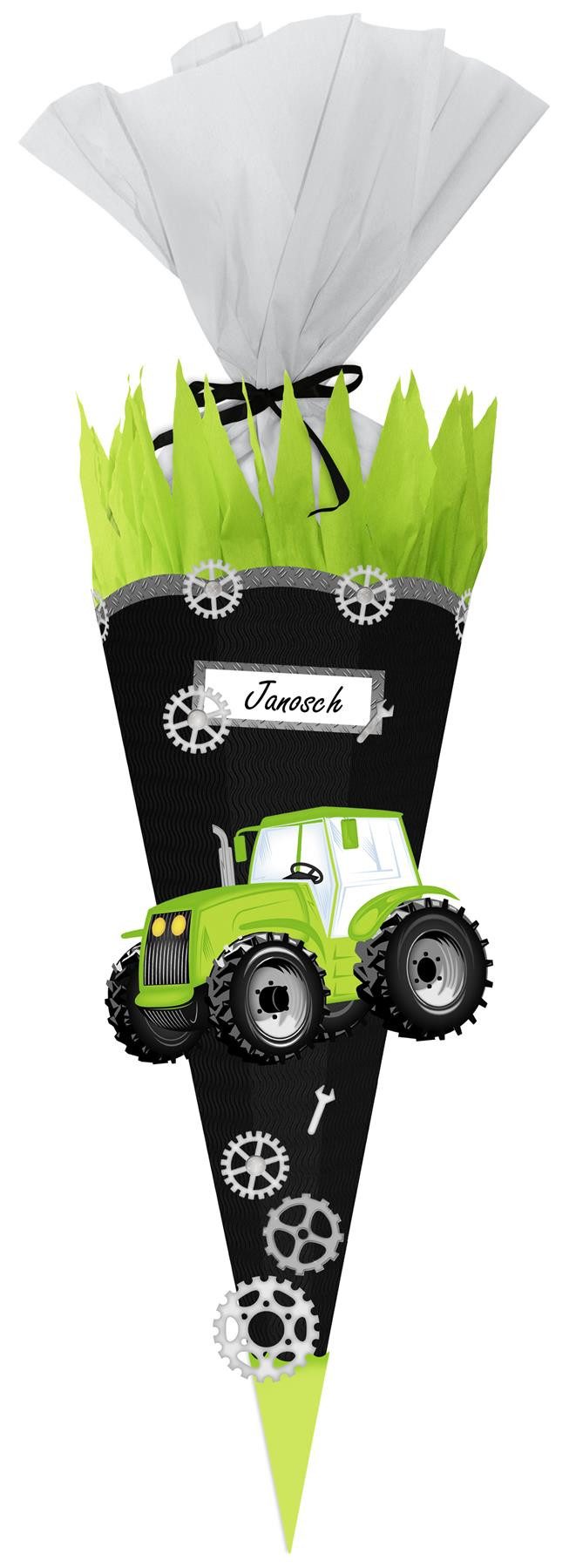 URSUS Schultüte URSUS Schultüten-Bastelset Easy Line Traktor - 68cm, Verschluss Krepp