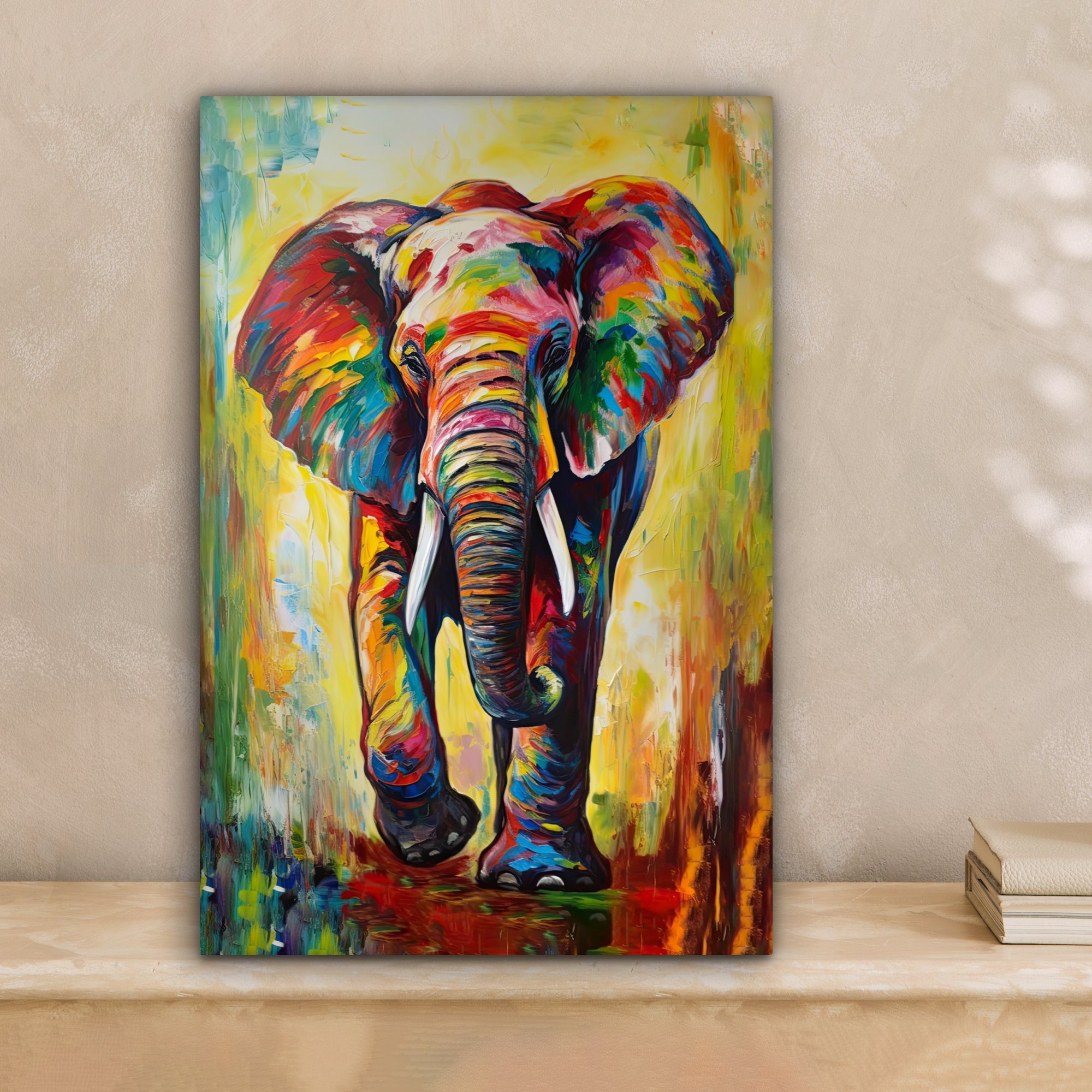 OneMillionCanvasses® Leinwandbild Elefant - Kunst - Malerei - Tiere - Regen günstig online kaufen