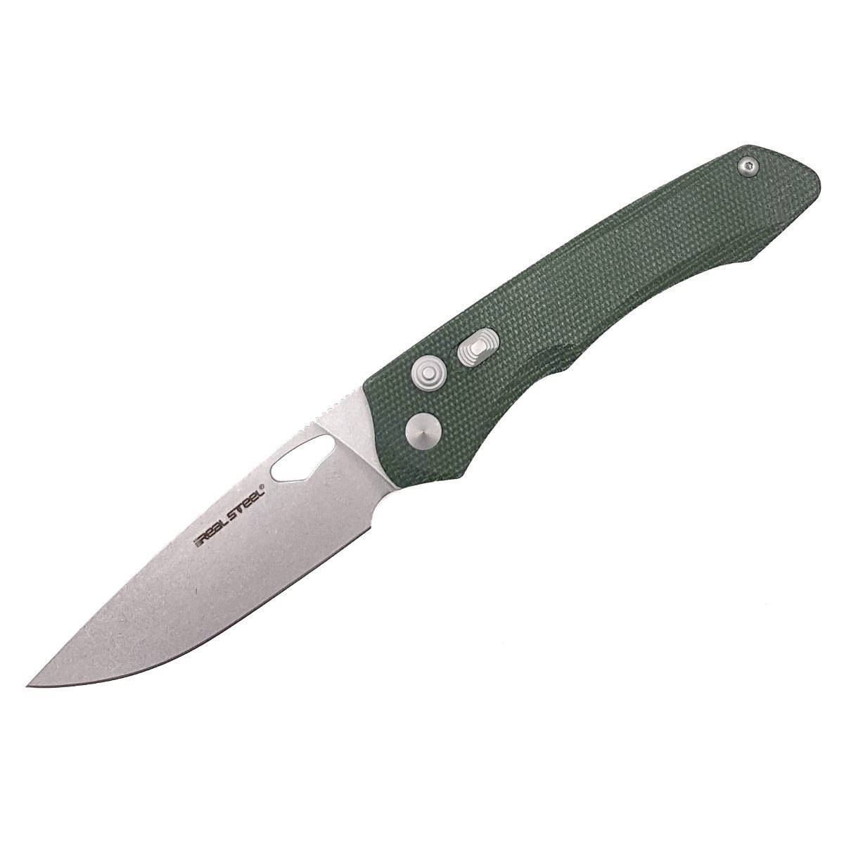 Real Steel Taschenmesser Griffin Pro Micarta Green Stonewash Einhandmesser