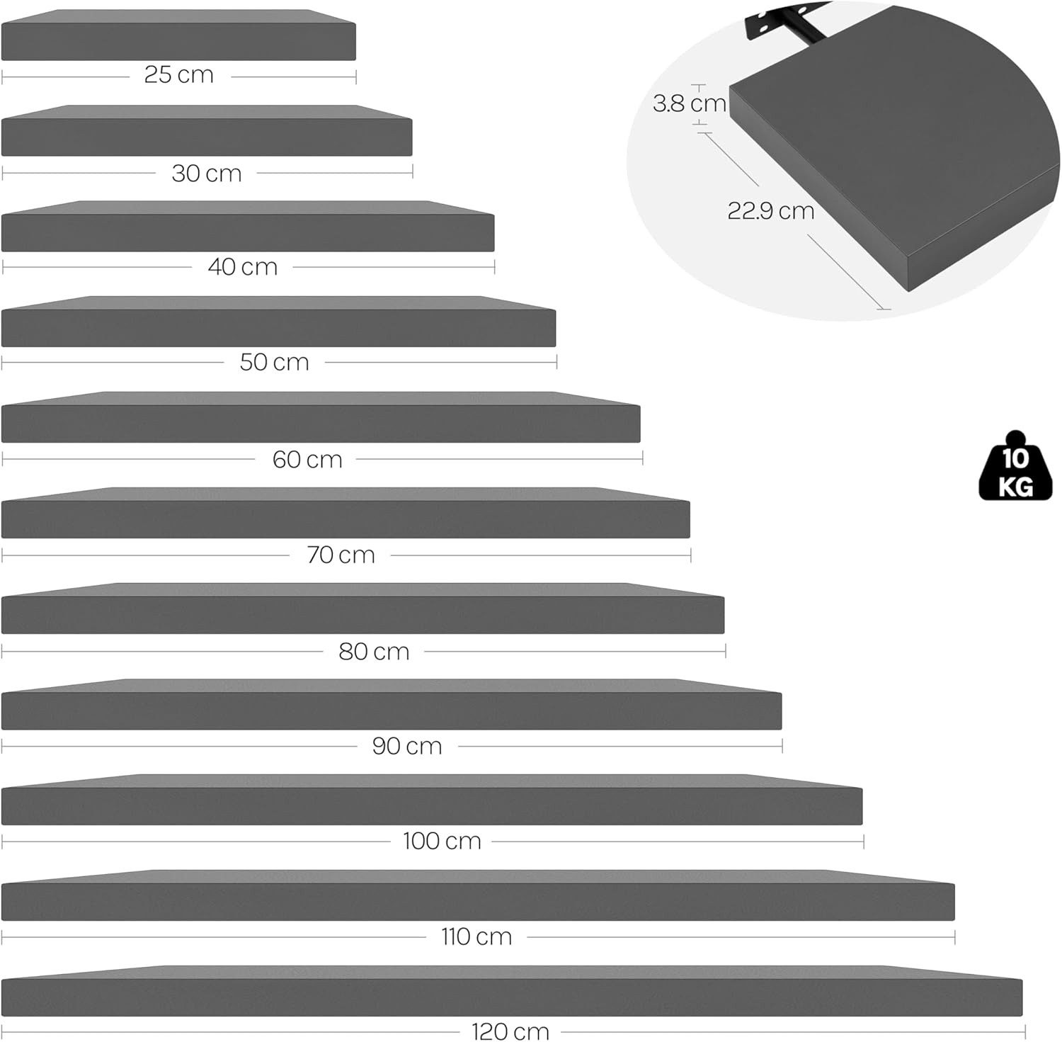 Woltu Wandboard, 1-tlg., Wandregal Holz Schweberegal Regal für Bücher